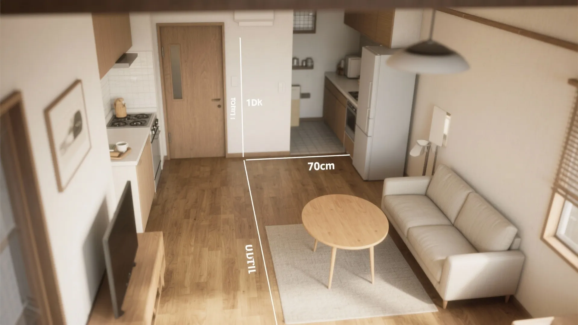 Tips 1: 1DKの核はダイニング軸の動線計画（動線規劃）