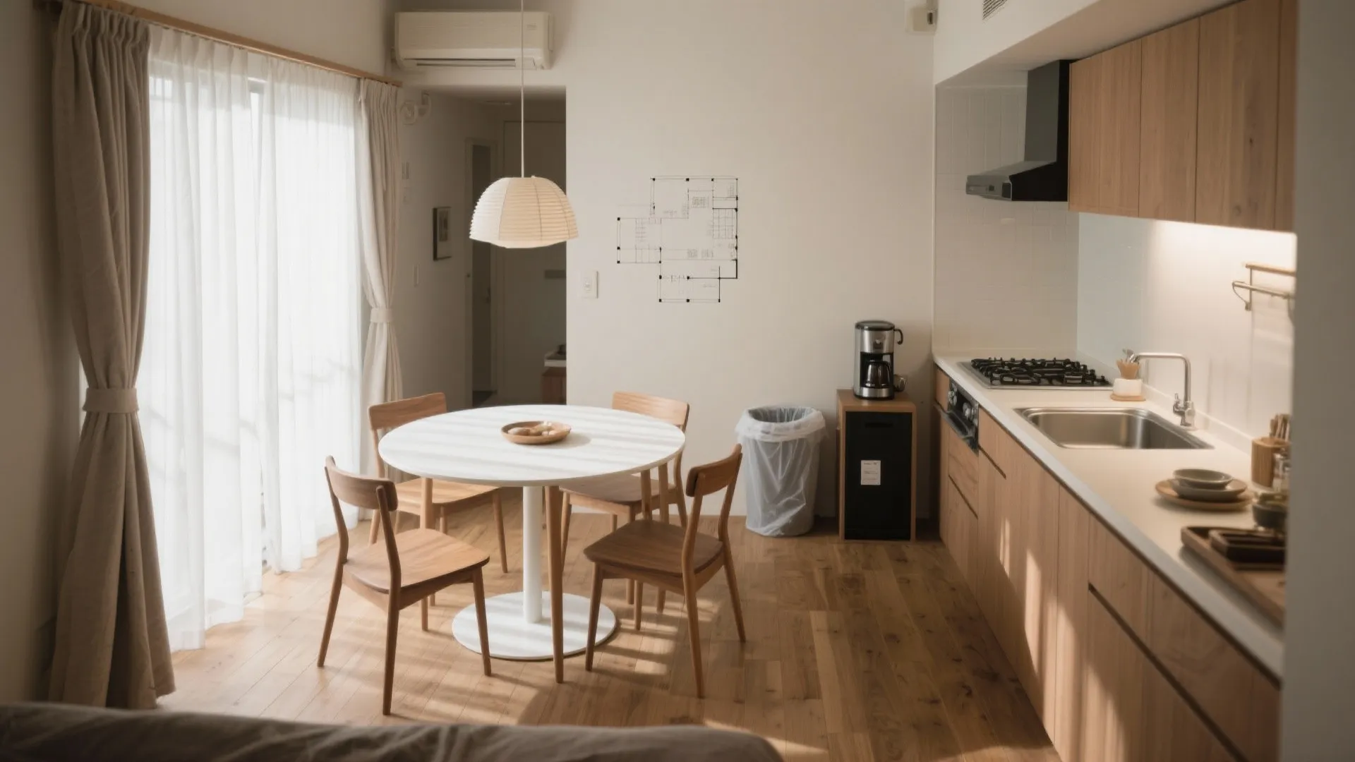 Tips 1: ダイニング中心の動線計画で朝の渋滞をなくす（同棲 1DK 間取り）