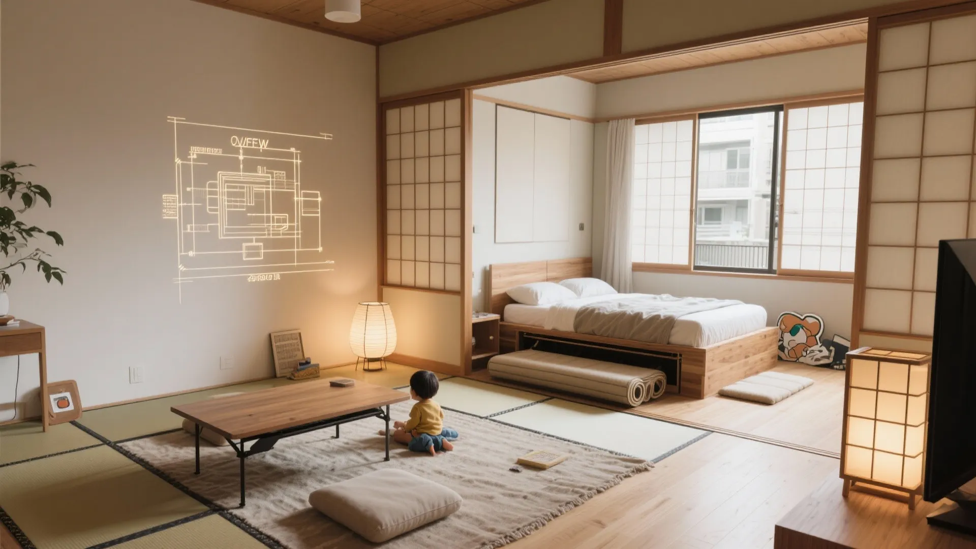 Tips 1: 可変リビングで昼夜を切り替える—東京小戸型は「たたむ家具」で広がる