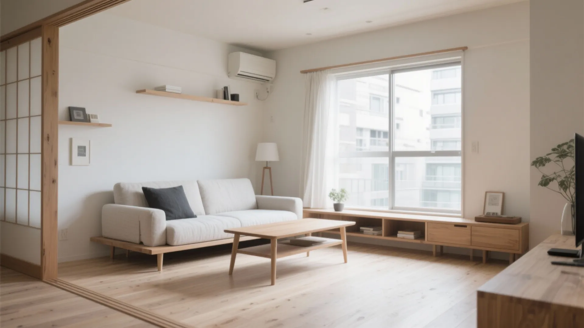 Tips 3: リビングは“座の目線”で低く揃える｜日本都市・日式風格