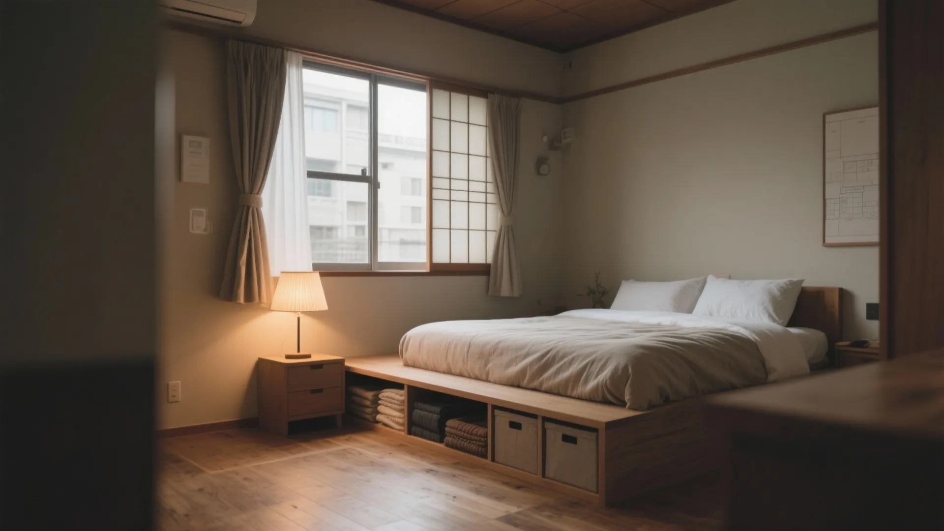 Tips 3: ベッドは低め＋下は“季節ローテーション”専用（東京小戸型×日式風格）