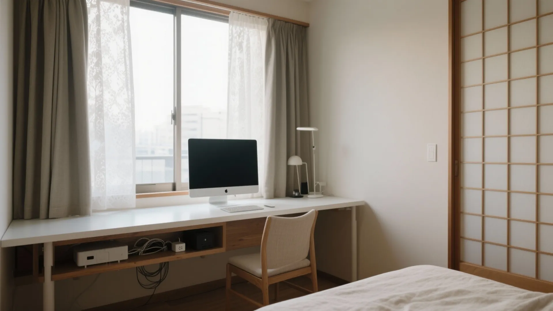 Tips 2: 窓側90°配置で自然光＋画面の眩しさを両立（收納技巧／東京／日式風格）