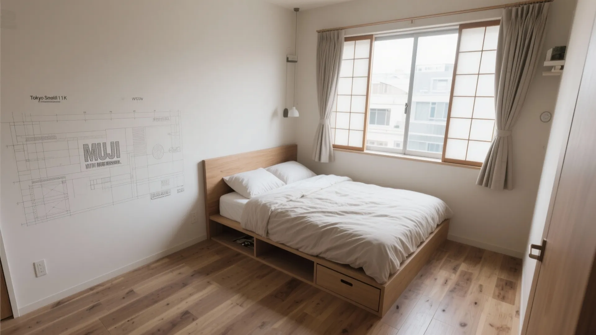 ベッドの置き方は“頭を静、足を動”：視線が抜けると広がる（東京小戸型）