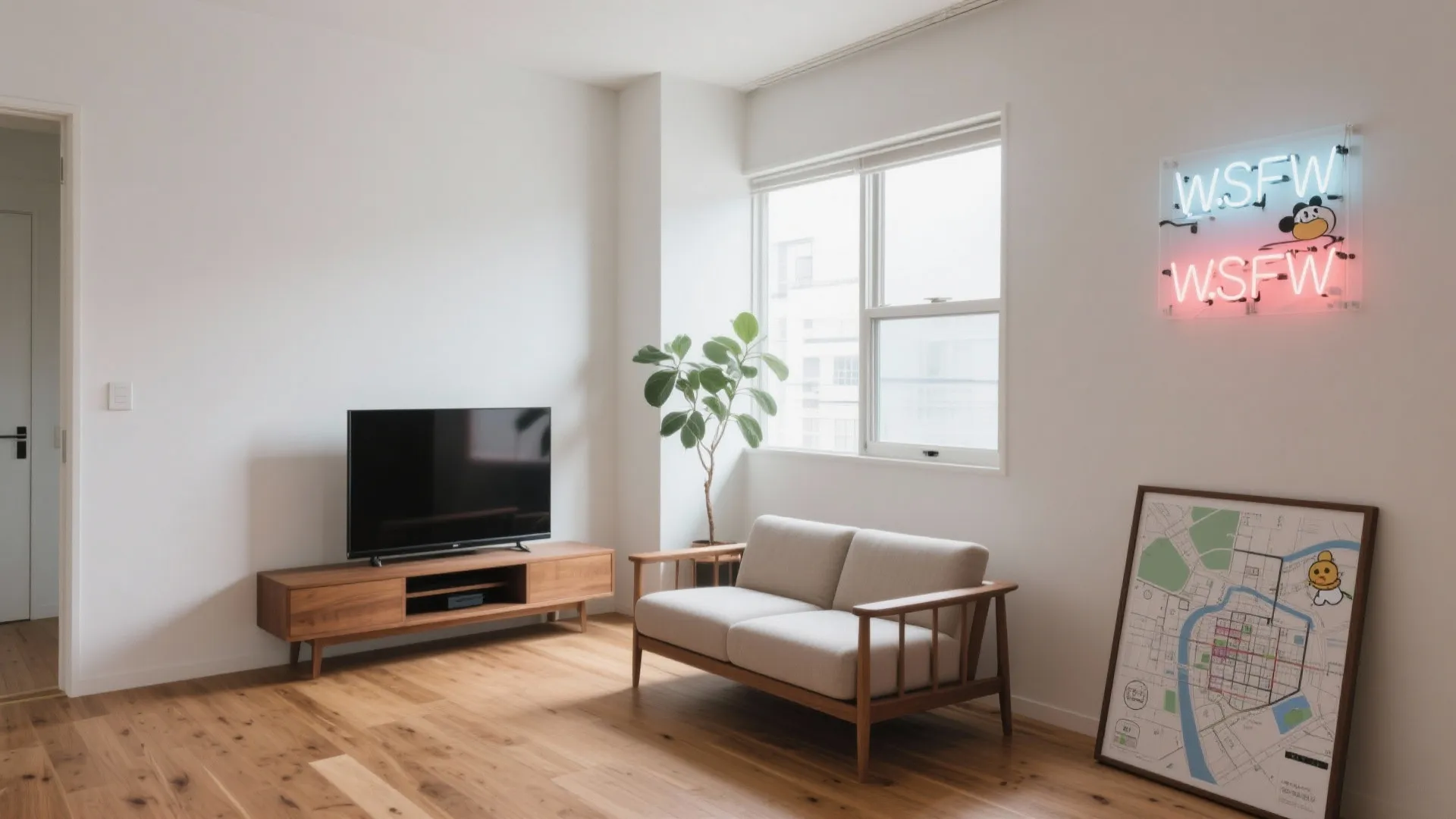 Tips 1: 斜め配置で動線を開く（1K テレビ 斜め × 動線計画）