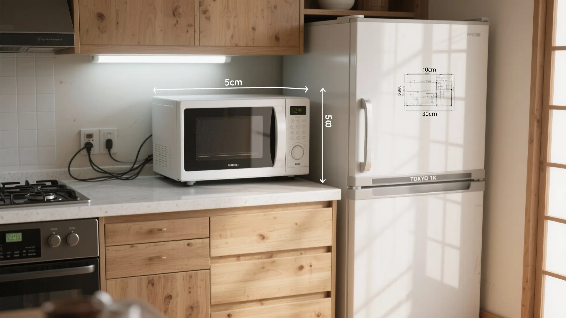 Tips 2: 冷蔵庫上を“耐熱トップ”でセーフティゾーン化（収納技巧と放熱の両立）