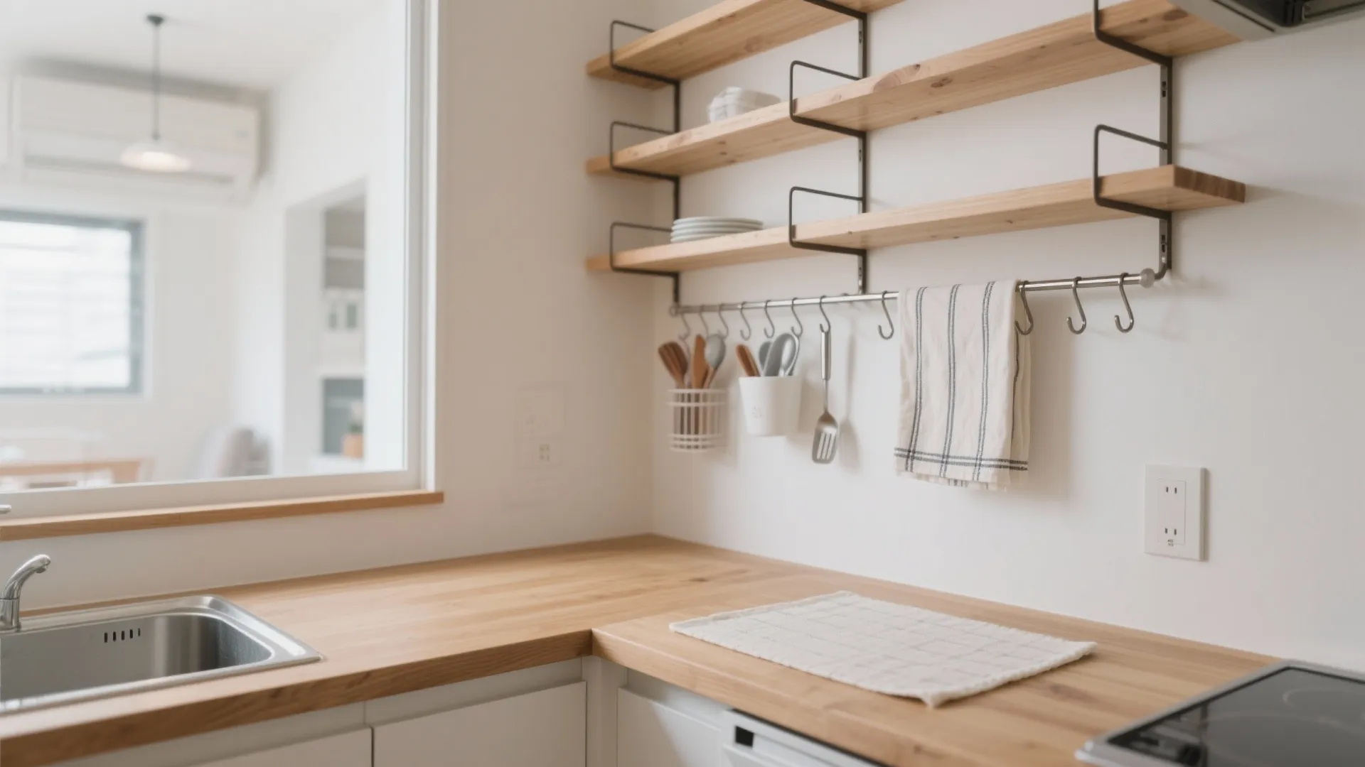 Tips 2: キッチン周りは“縦に置く”収納技巧でワークトップを死守