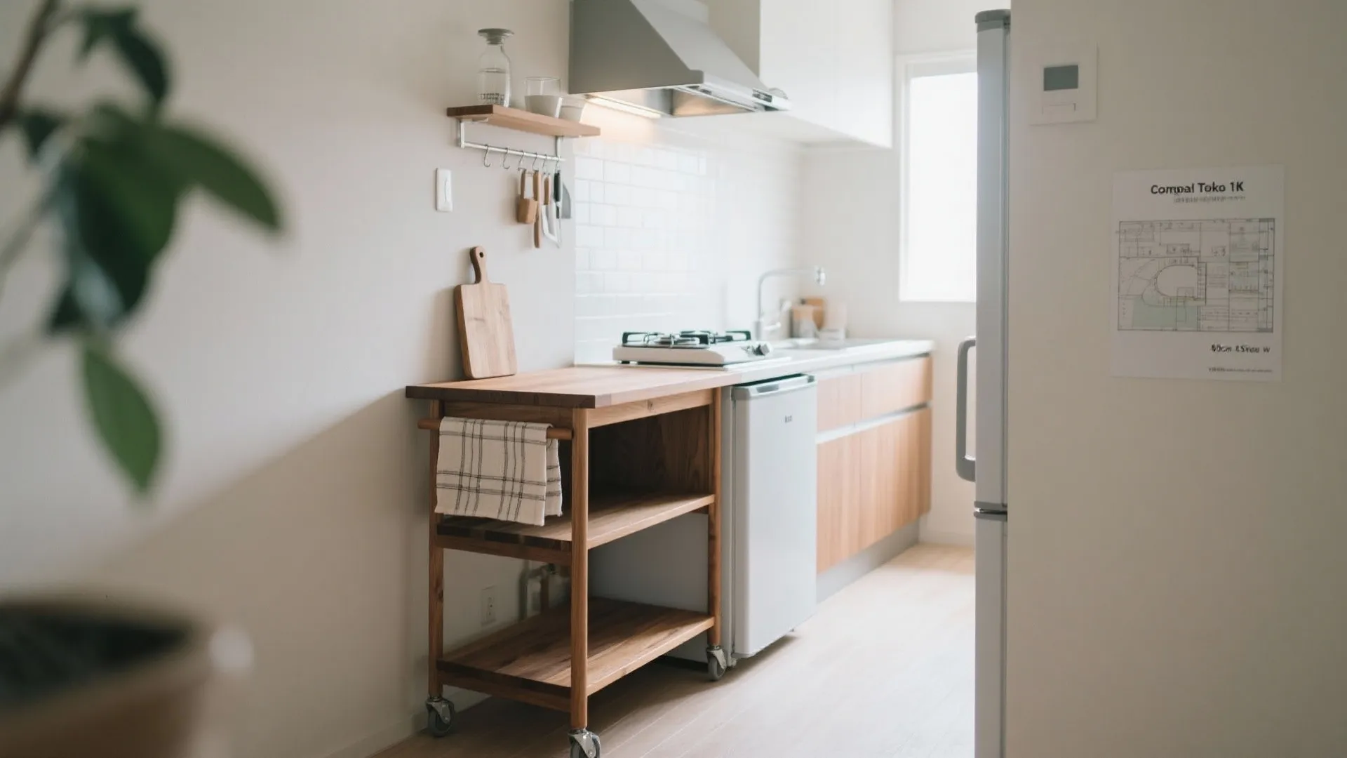 Tips 4: 1Kキッチンは“幅60・奥行45”のワゴンが黄金比（東京／収納技巧）