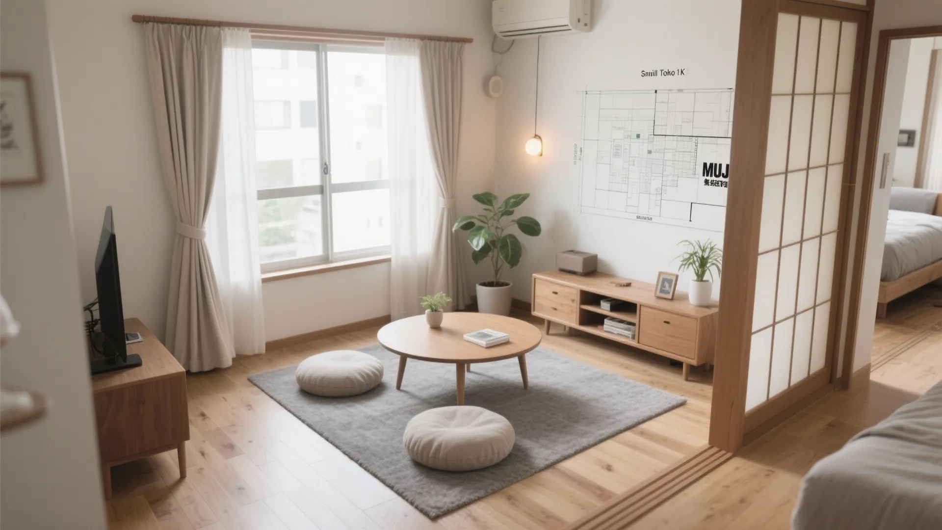 Tips 1: 低いラインで区切る—ラグ×ローテーブルで日式風のゾーニング