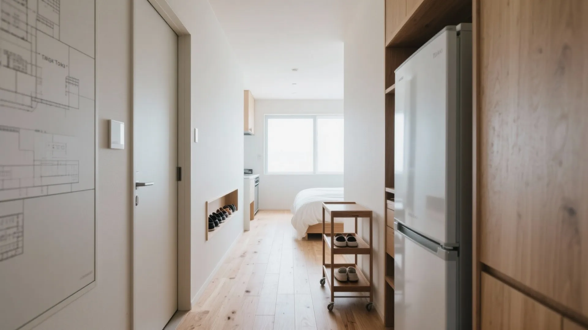 動線が部屋の体感を決める：玄関〜キッチン〜ベッドの一直線化（東京小户型）