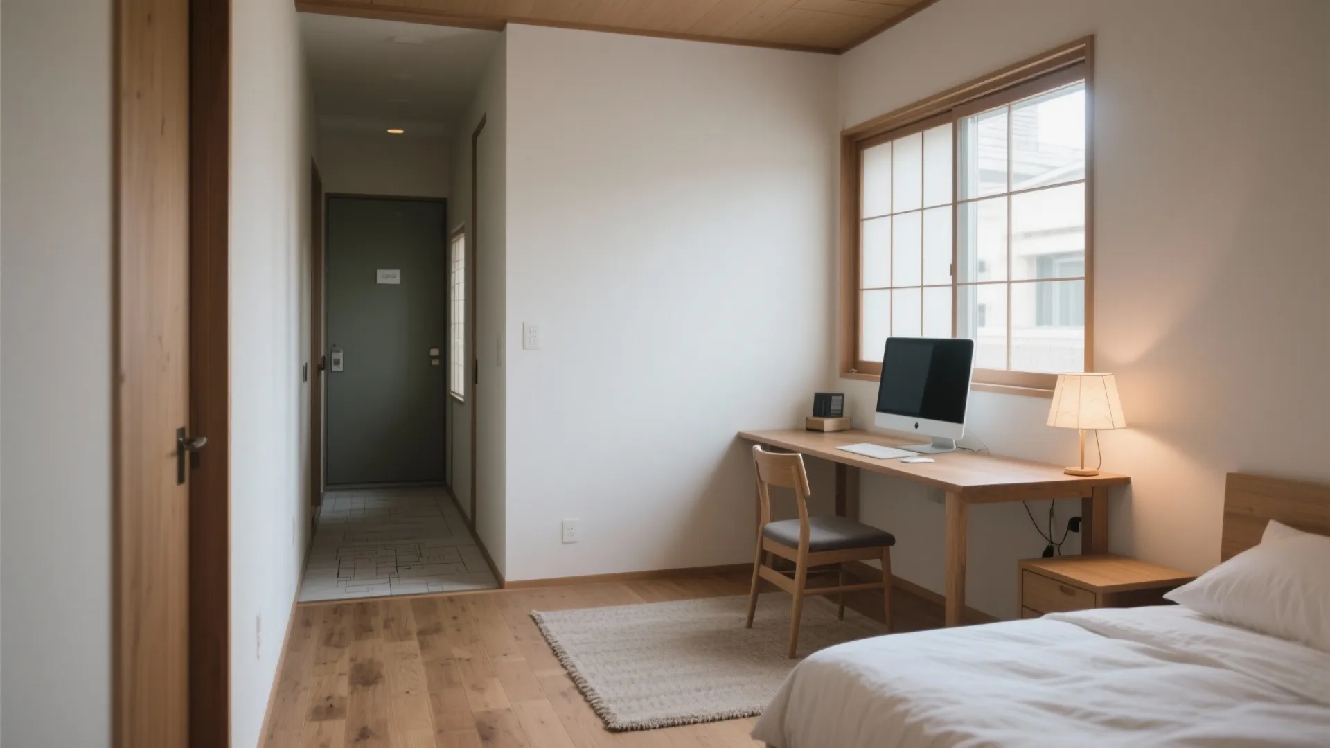 Tips 1: 玄関～ベッド〜デスクの動線を1本化して、東京小戸型でも散らからない