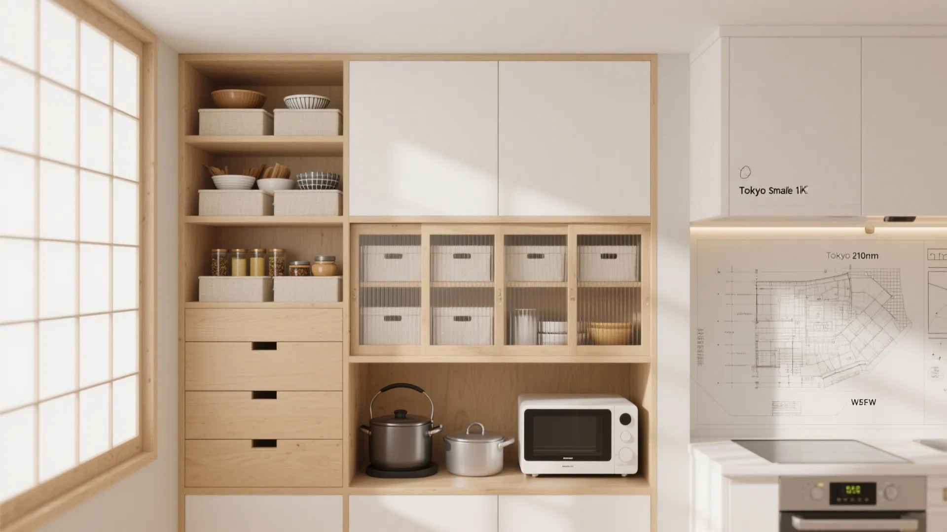 Tips 2: 上下段で収納を分ける｜「見せる」上段と「使う」下段（東京小戸型＆収納技巧）