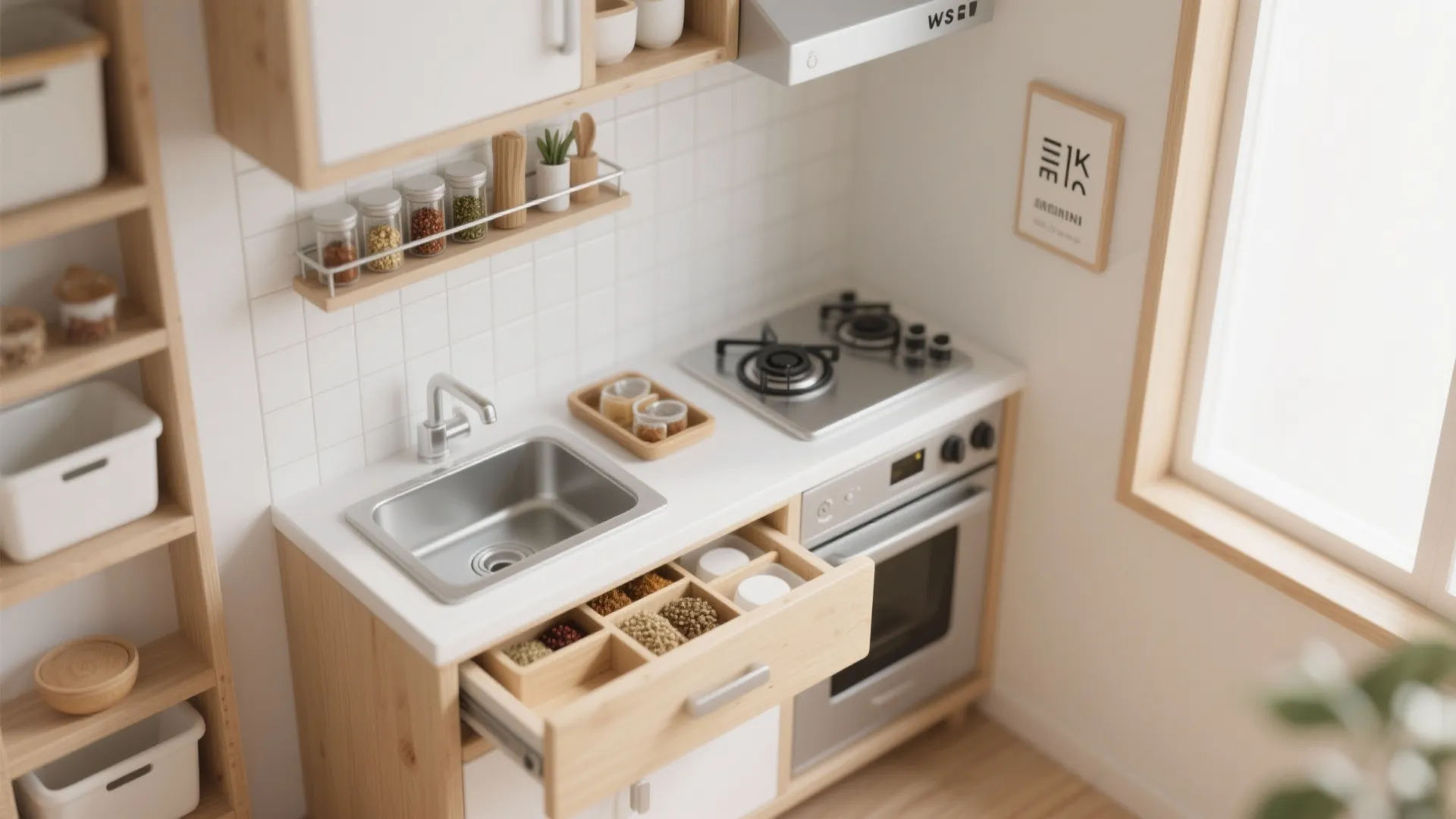 Tips 3: キッチンは“縦×引き出し”で収納技巧を最大化