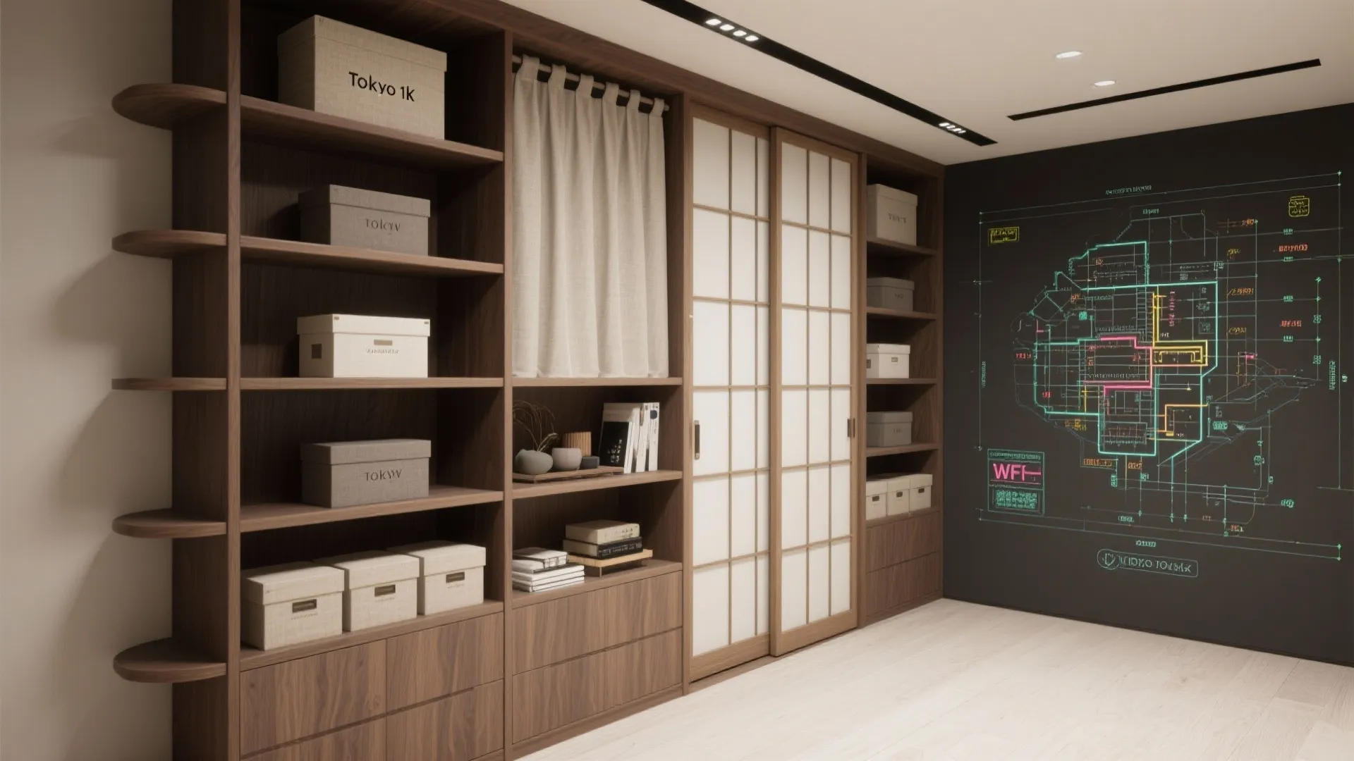 Tips 3: 縦方向の収納で床を空ける｜収納技巧の“見える/隠す”バランス