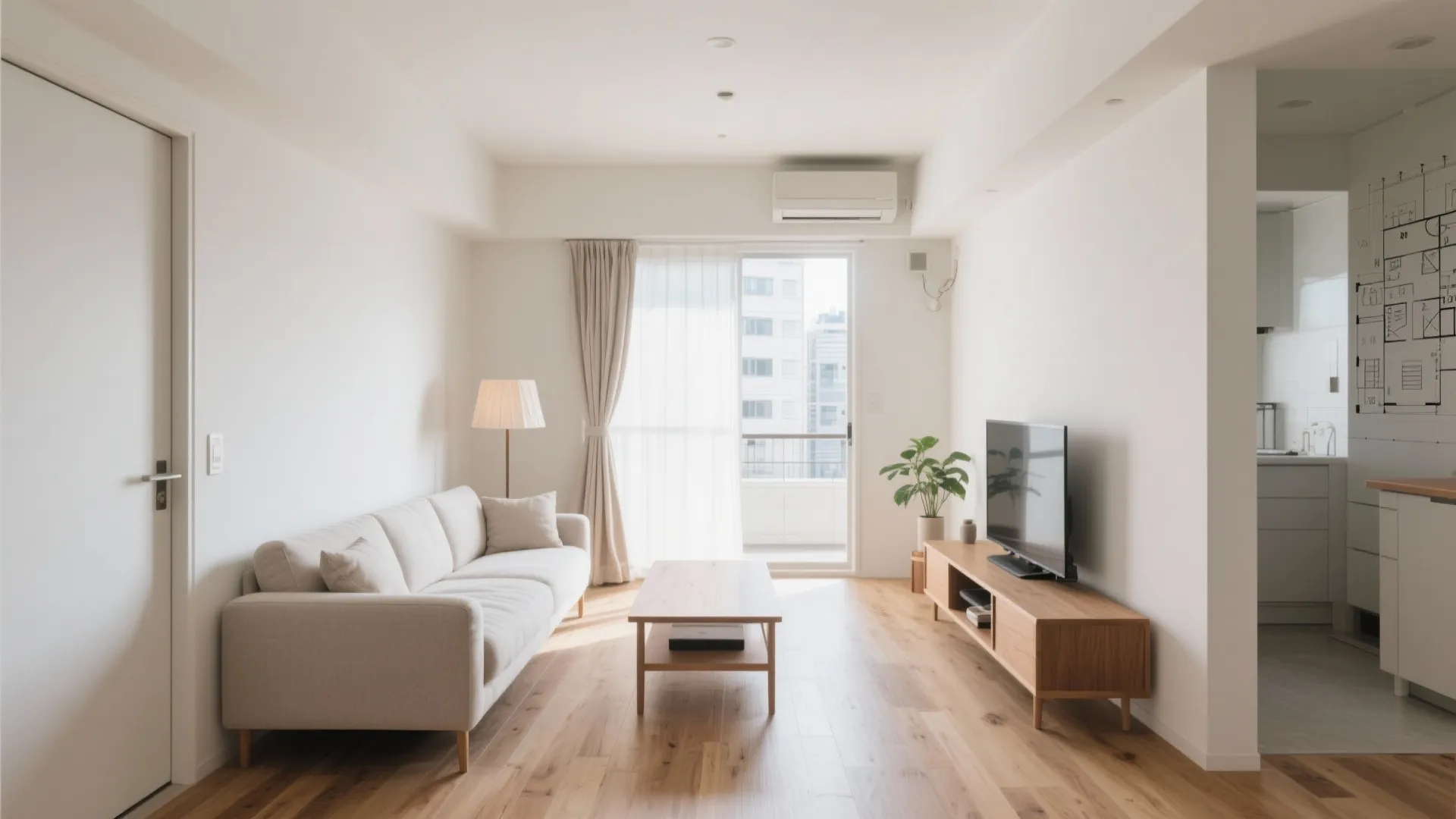 リビング中心の動線設計で、1LDKの意味を最大化（動線规划・日式风格）