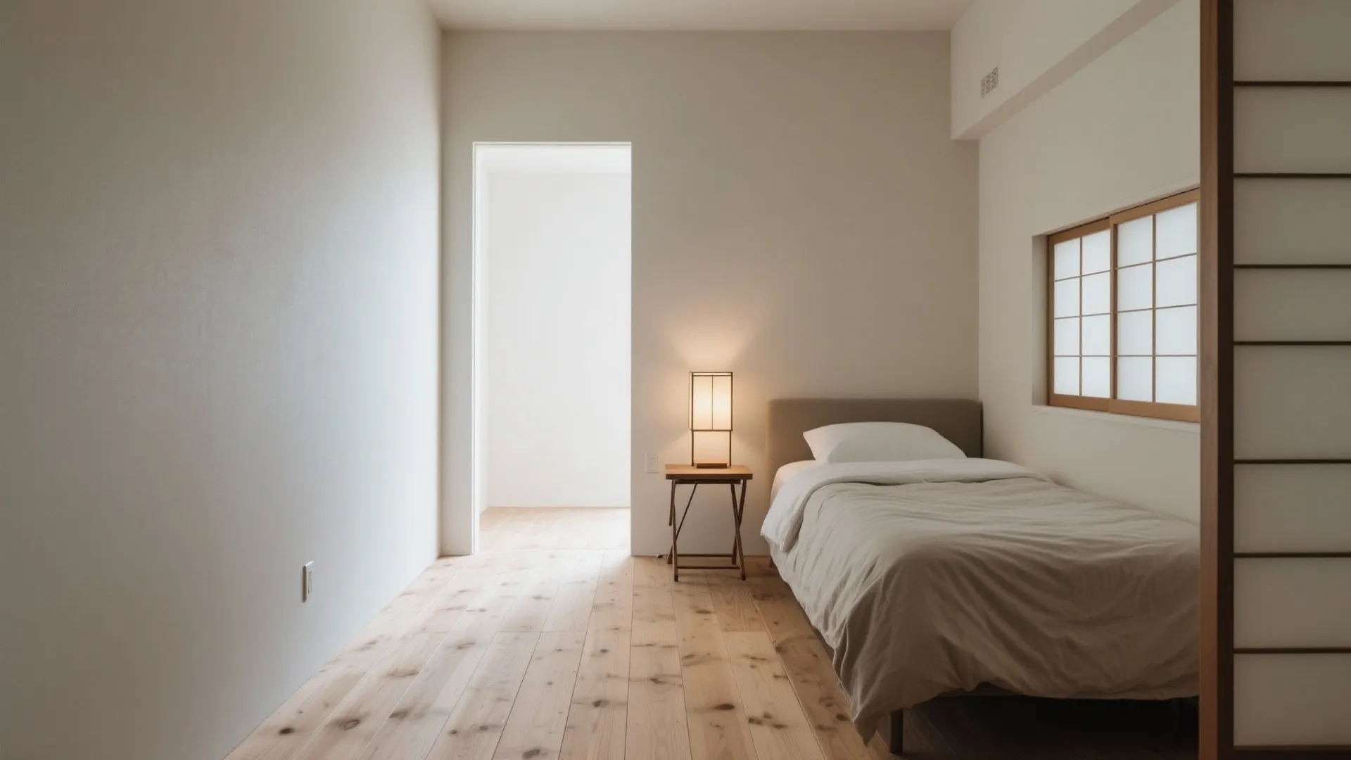 Tips 2: ベッドの短辺を壁付けして中央を空ける（東京小戸型×収納技巧）