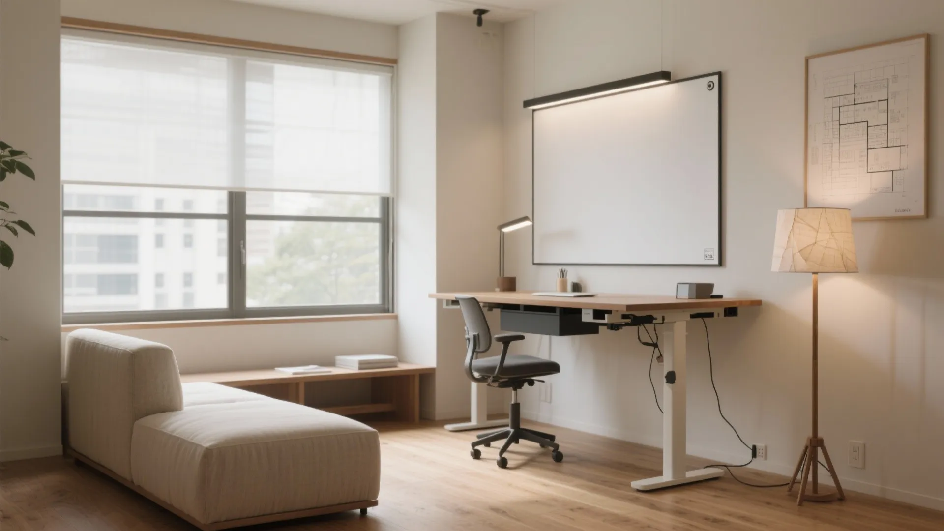 Tips 5: 仕事と暮らしを“高さ”で分ける（可動デスクと視線制御）