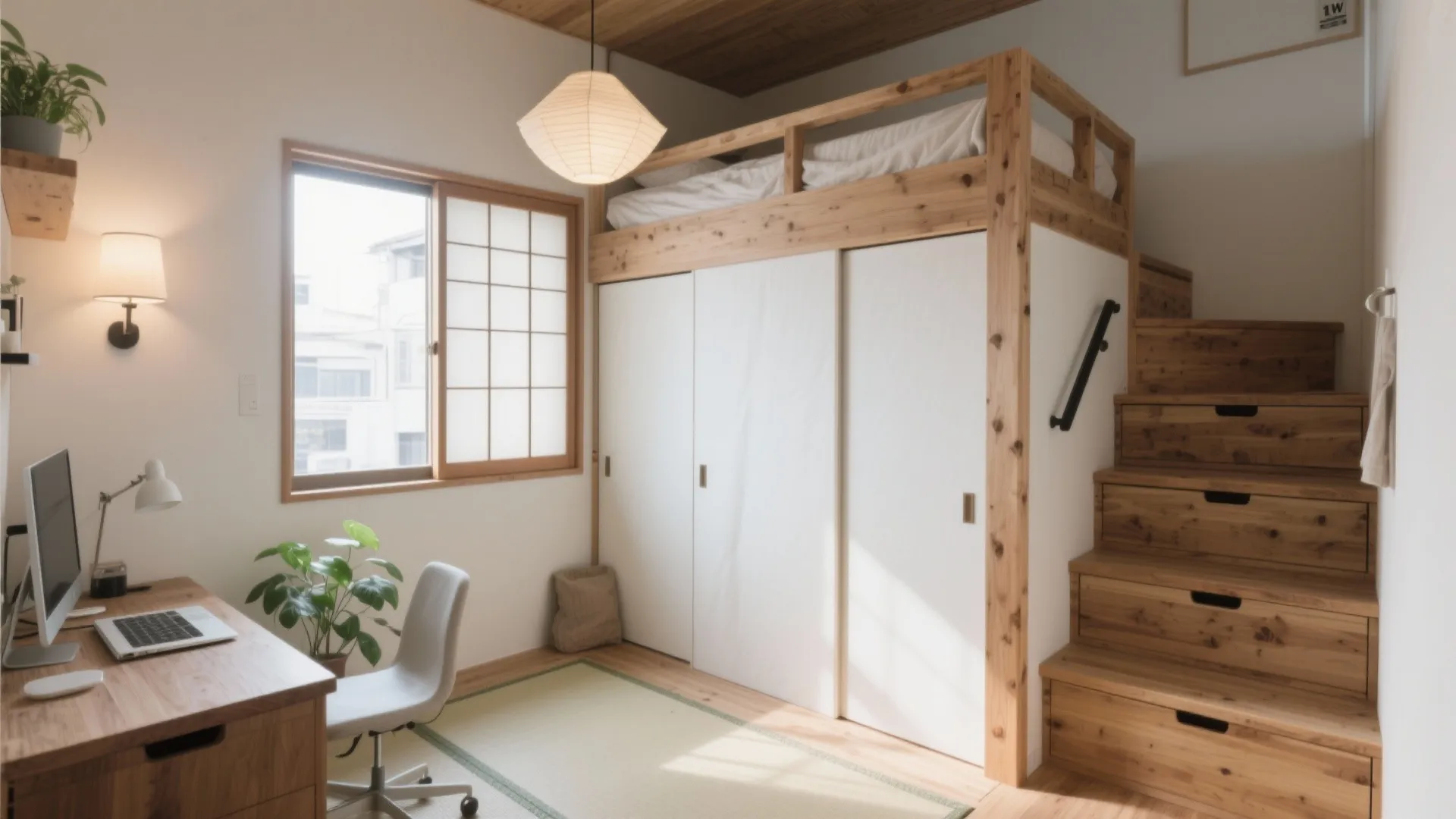 Tips 1: 東京小戸型に最適—ロフトで床を解放し、階段収納に集約する