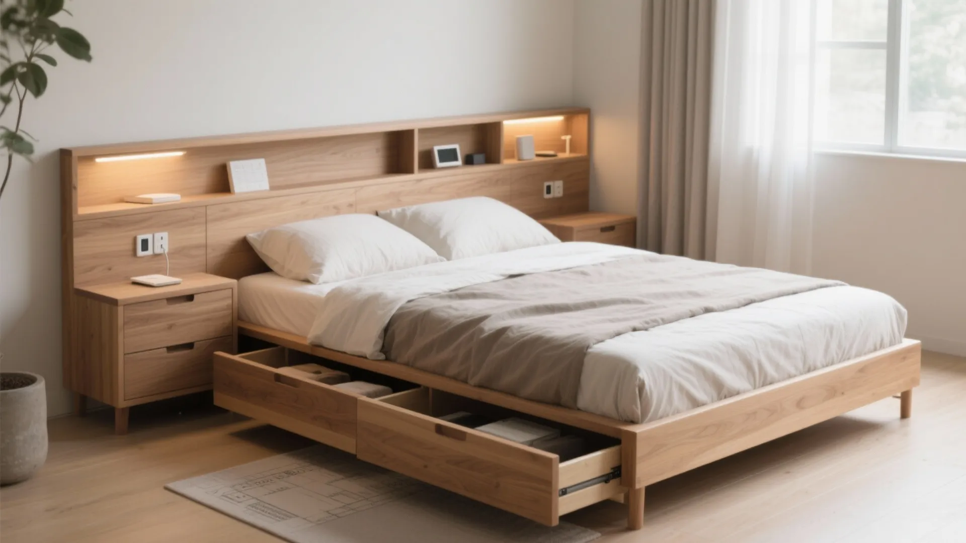 Tips 4: ベッドを“家具”に昇格させる（下部収納＋ヘッドボード機能）