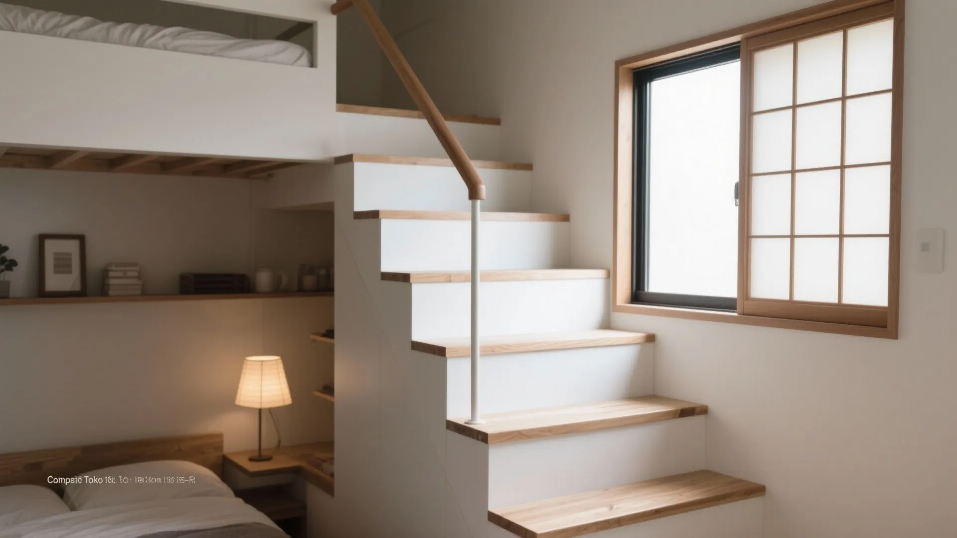 Tips 1: 階段付きロフトベッドで動線を整える（動線規格とホワイトの視覚効果）