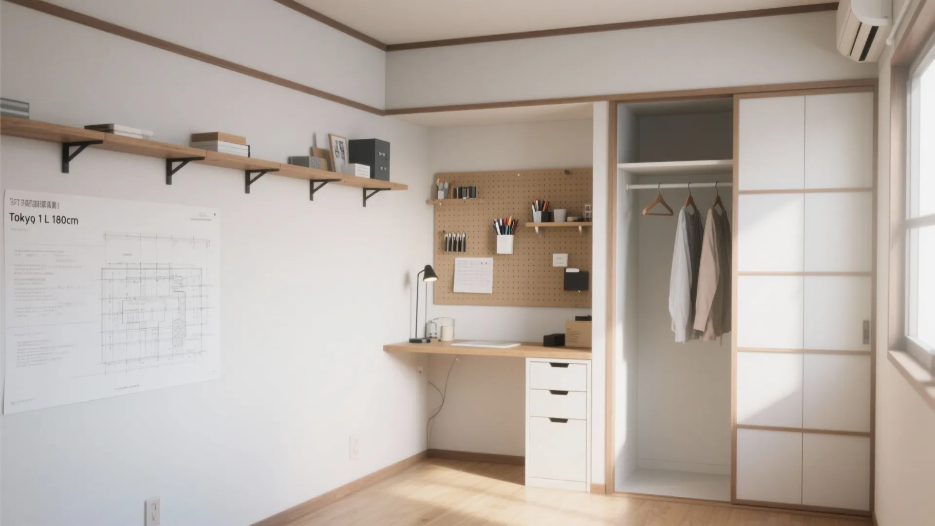 Tips 5: 収納は“縦と梁下”を攻める（东京小户型の壁面活用）