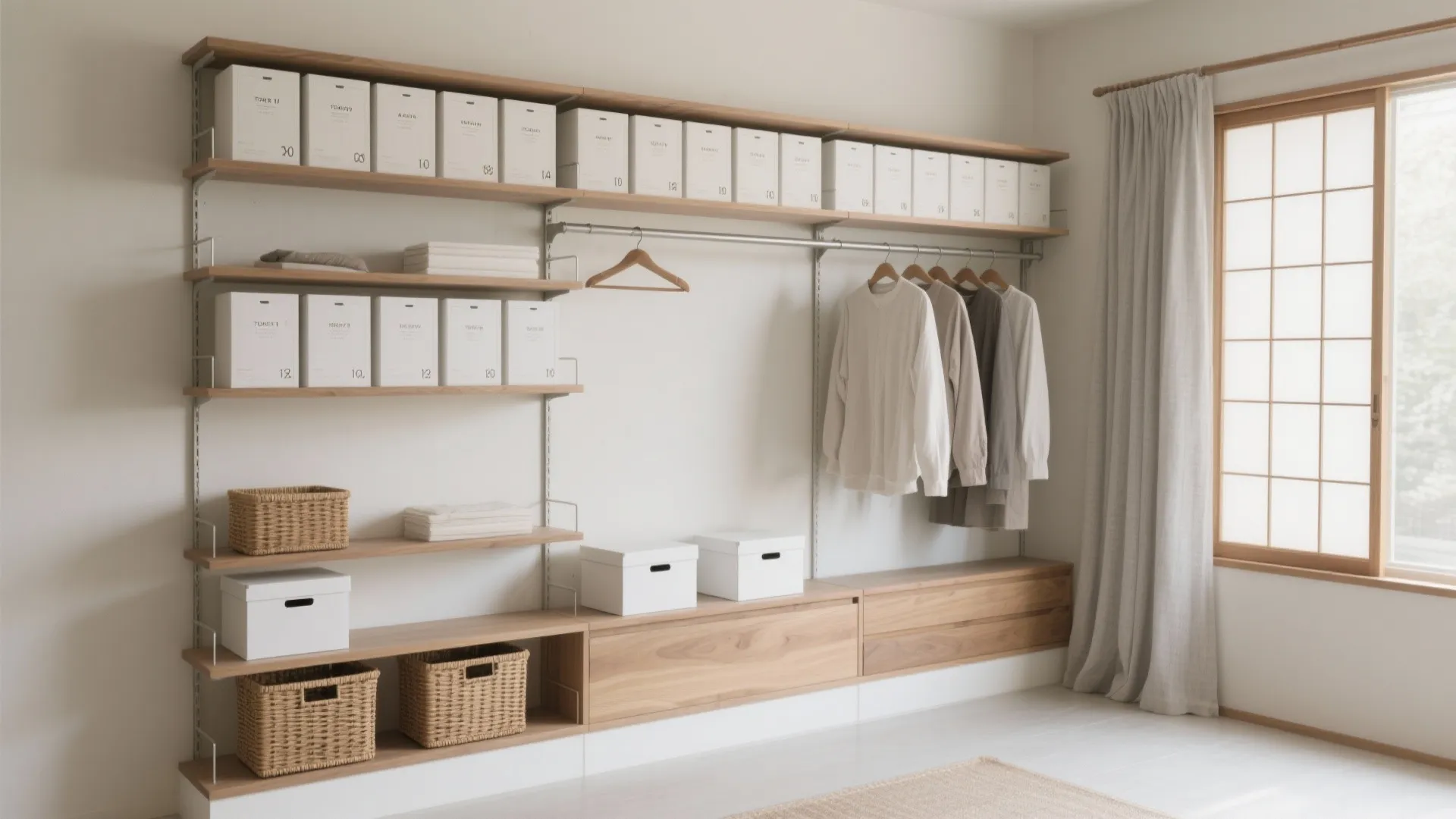 壁面の“縦”を使い切る収納で床を軽く（収納技巧を磨く日式风格）