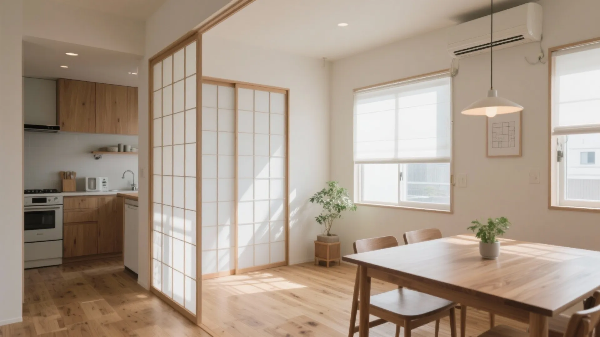 Tips 1: 透過性のあるパーティションで“抜け”を保つ（東京小戸型×日式風格）