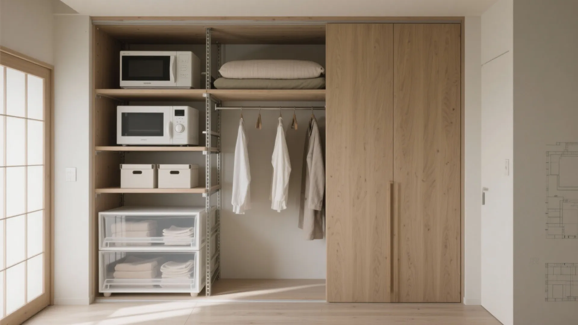 Tips 3: 扉内に“縦の余白”を残す収納設計（收納技巧）