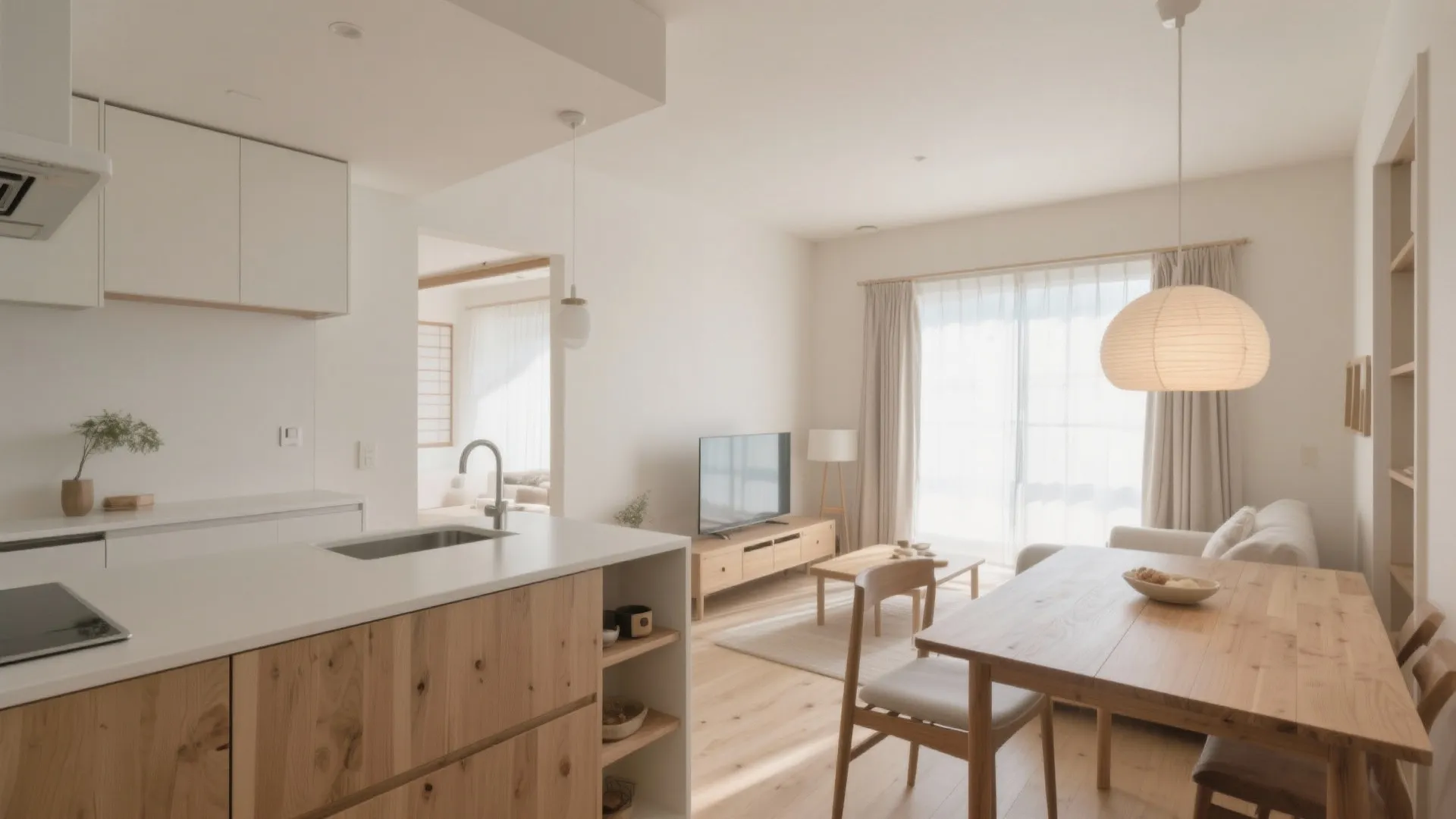 視線が抜けるレイアウトで開放感をつくる（東京小戸型×日式風格）