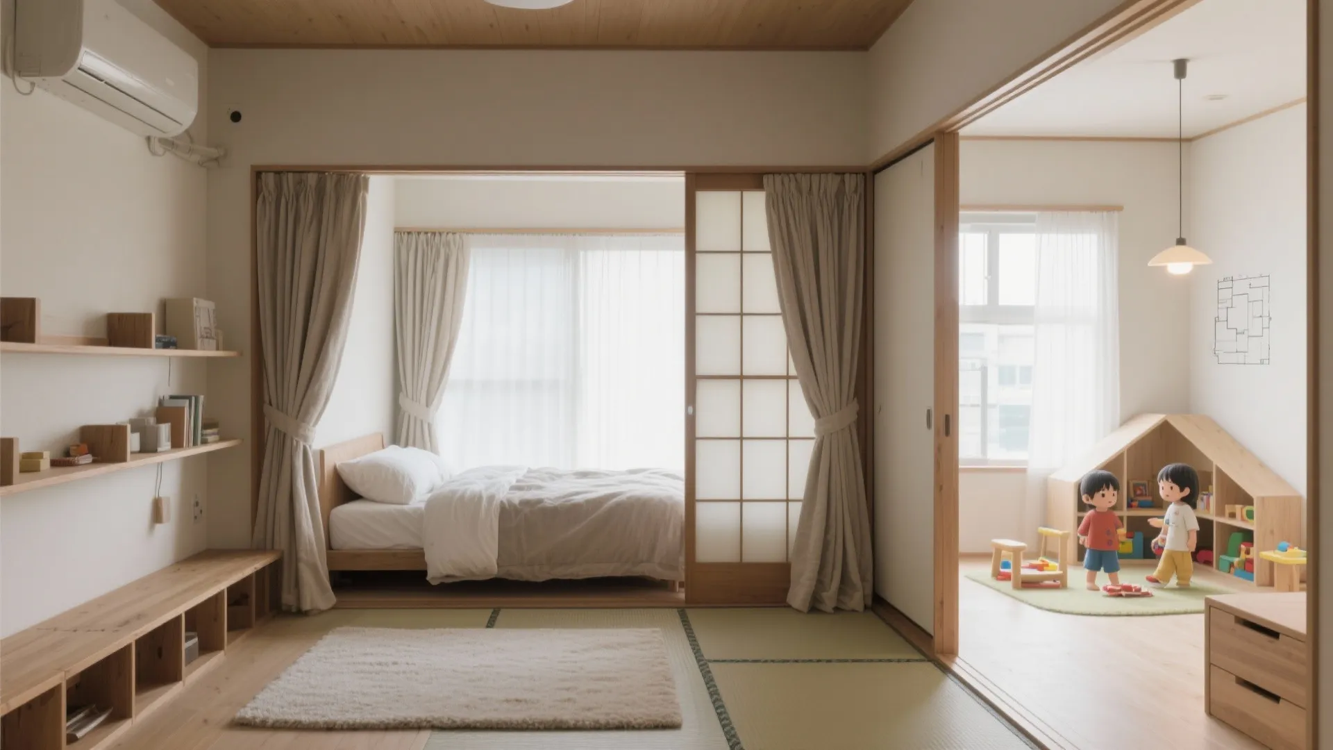 Tips 2: 寝室と子ども部屋は“音と光”のゾーニング（東京小戸型＋収納技巧）