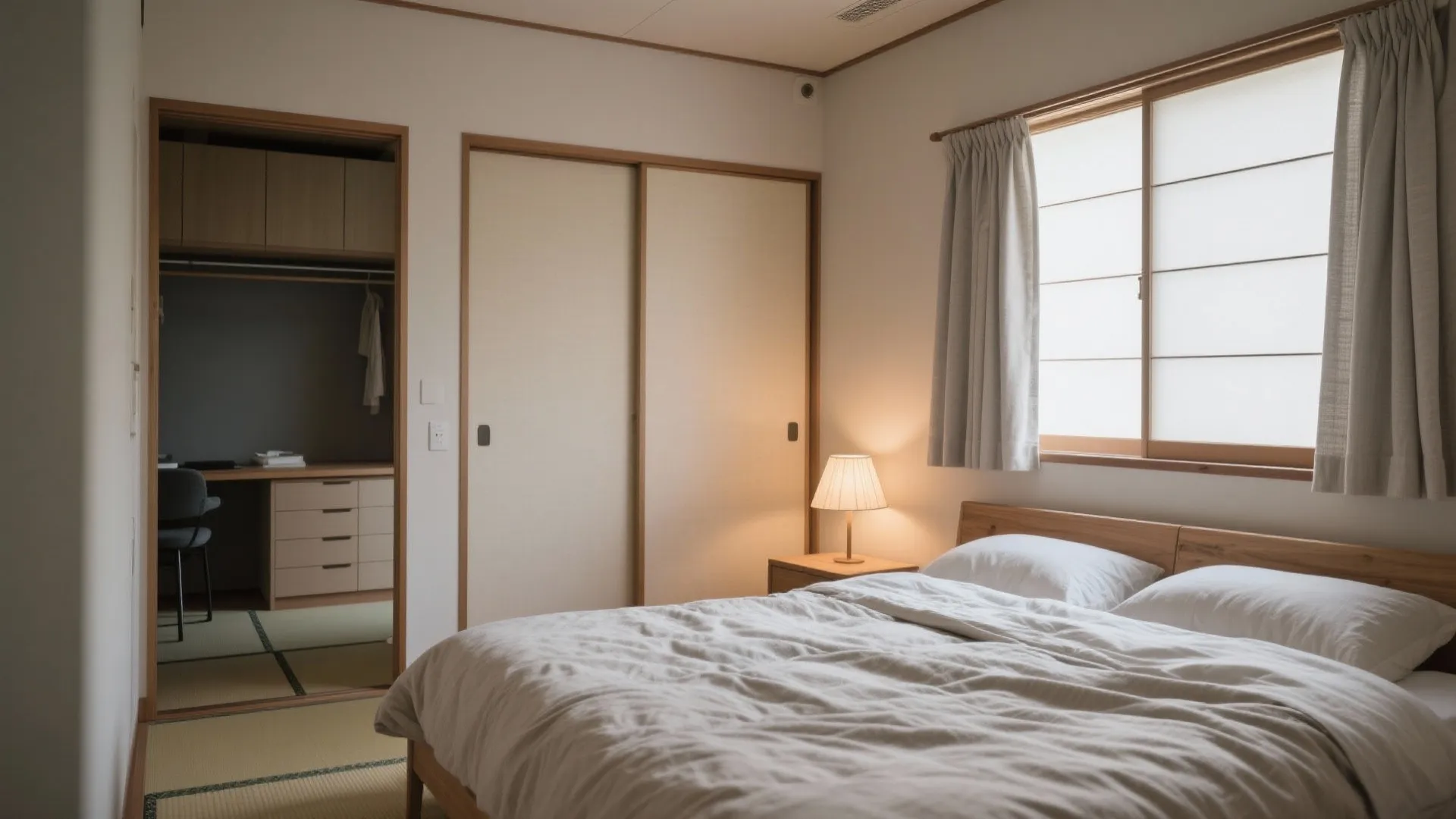 寝室は“温度と音”で分ける。2人の睡眠タイプを基準にゾーニング（東京小户型 × 収纳技巧）