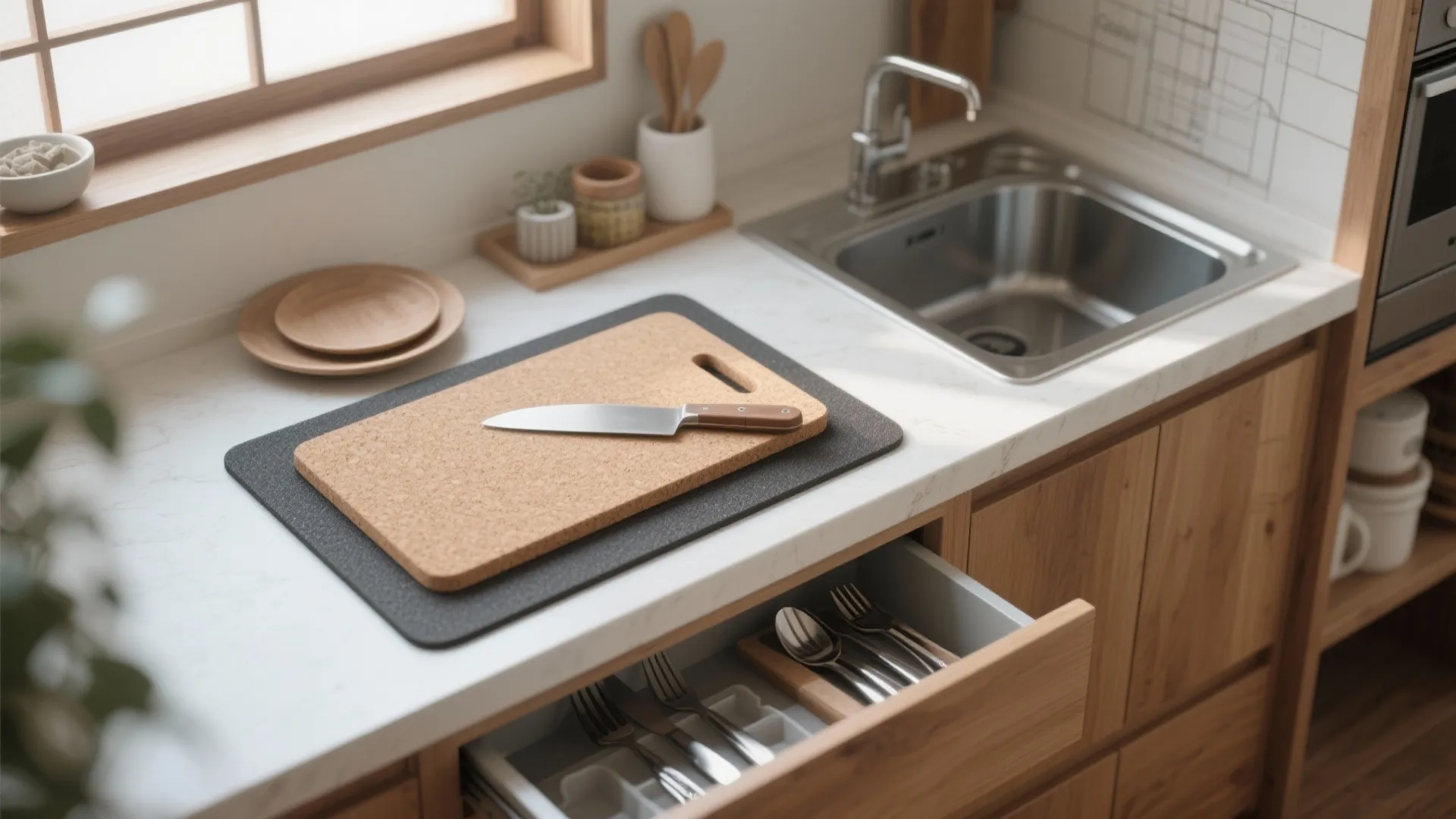 Tips 5: キッチンは“面で受ける”下敷きで消音（収納技巧・東京小戸型）