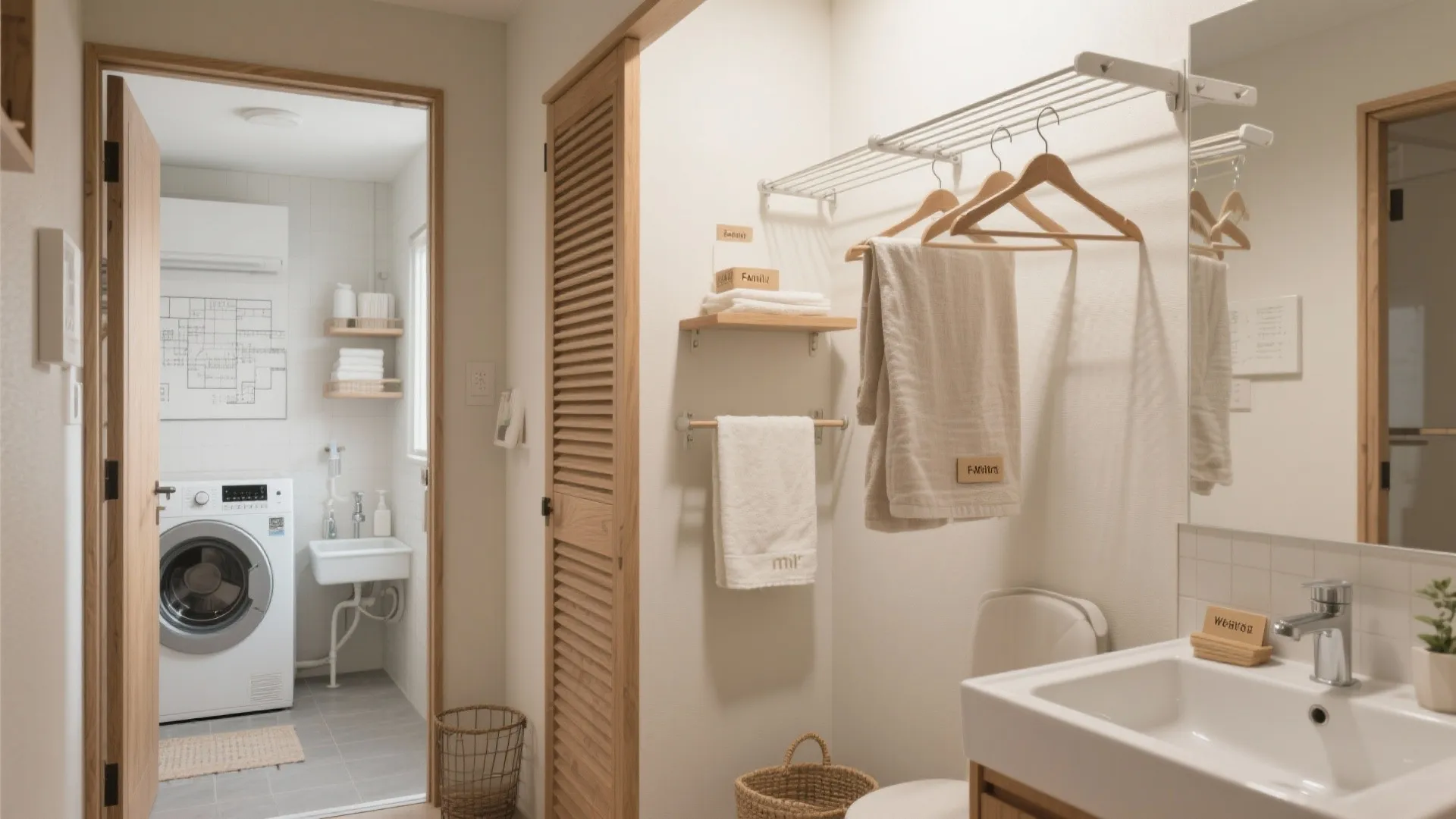 洗面・ランドリーの“時間割設計”（東京小戸型は分散配置で混雑回避）