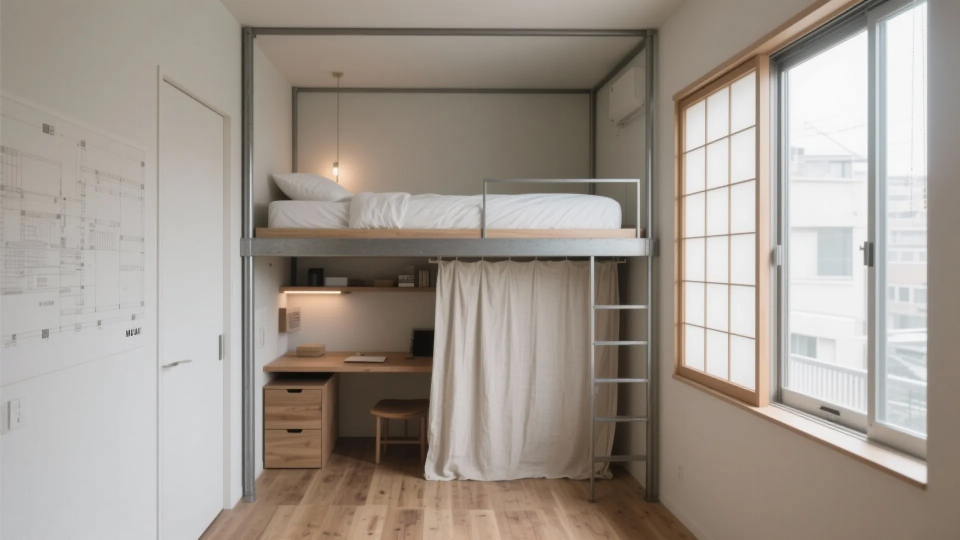 Tips 1: 視線の抜けをつくるロフト配置（東京小戸型・日式風格）