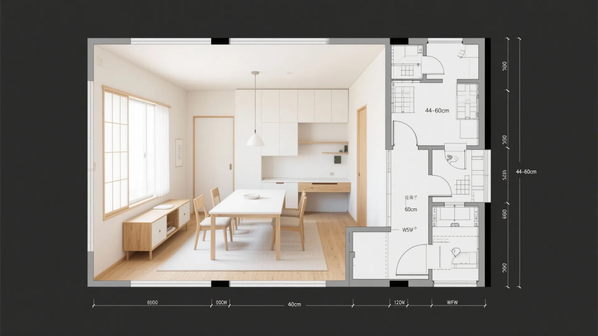 家具寸法の基準と通路幅の目安（東京）