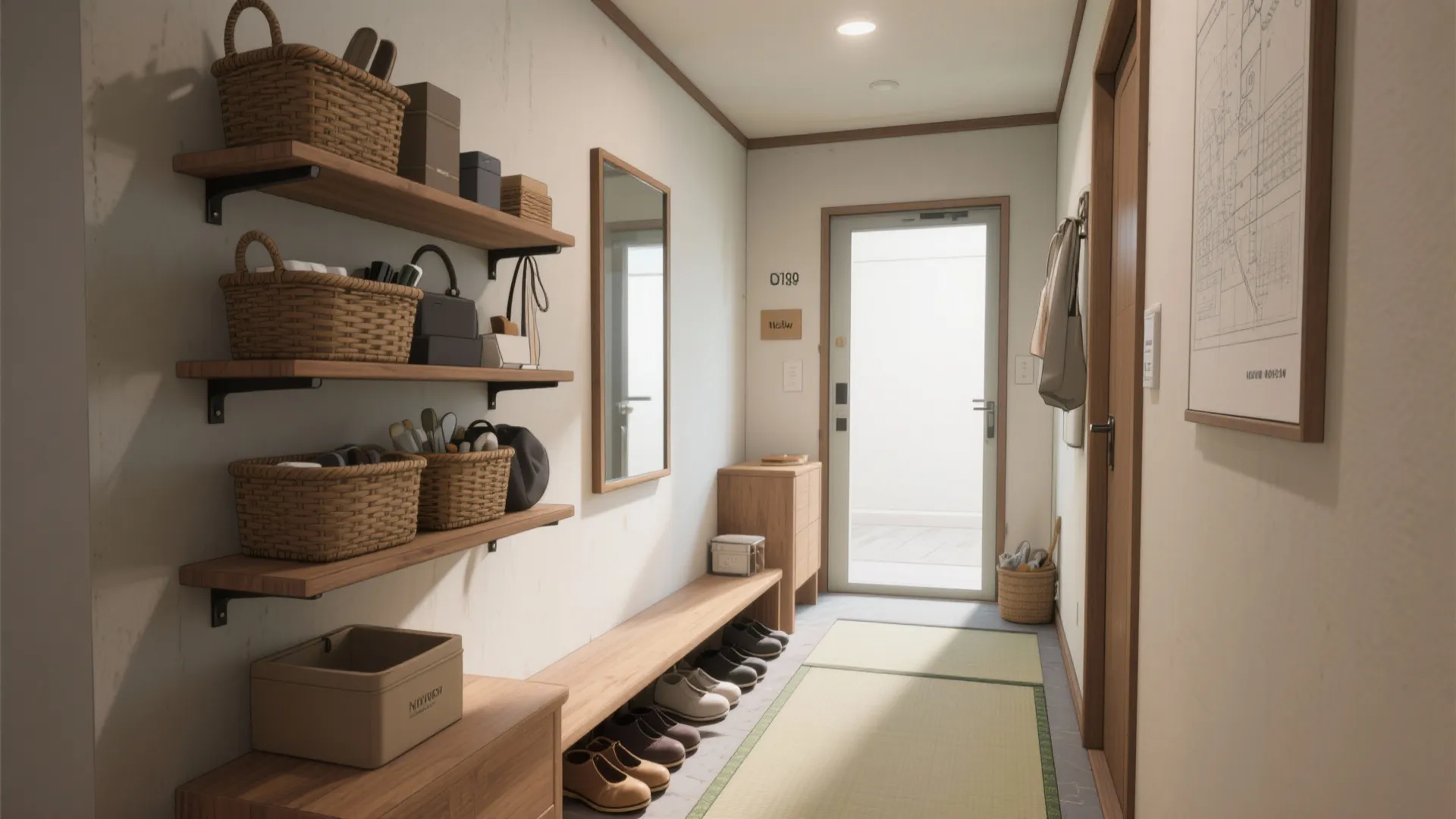 Tips 8: 玄関は“二等分”で靴と日用品を分ける