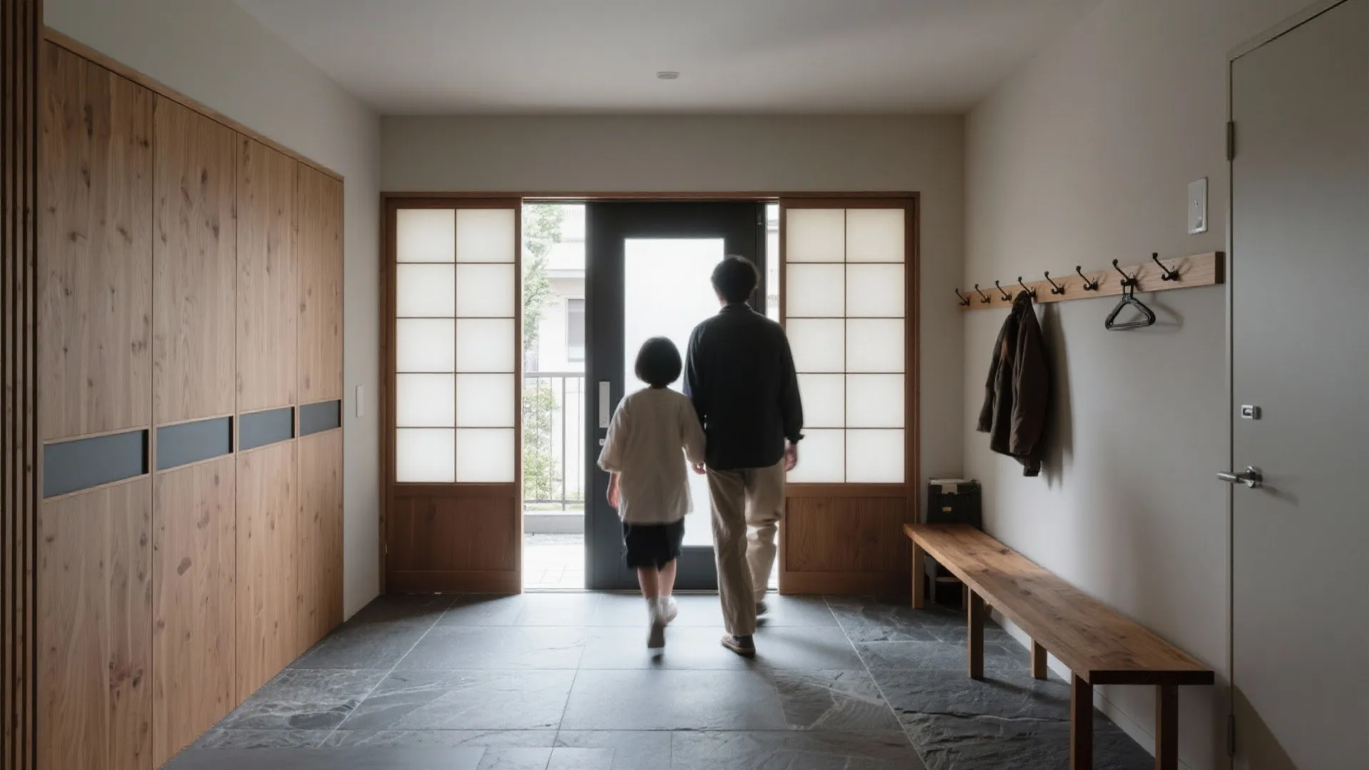 Tips 1: 玄関と土間を緩やかに共有し、動線規劃で衝突をなくす