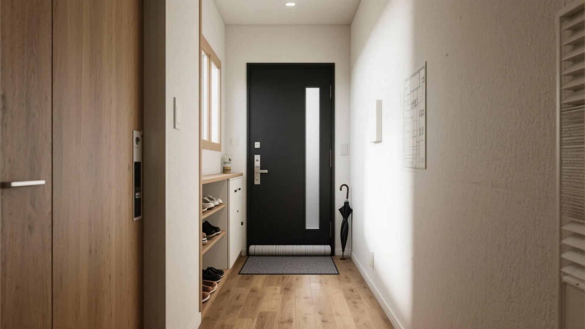 Tips 2: ドア下のドラフトストッパーで動線を邪魔しない（動線規画 × 収納技巧）