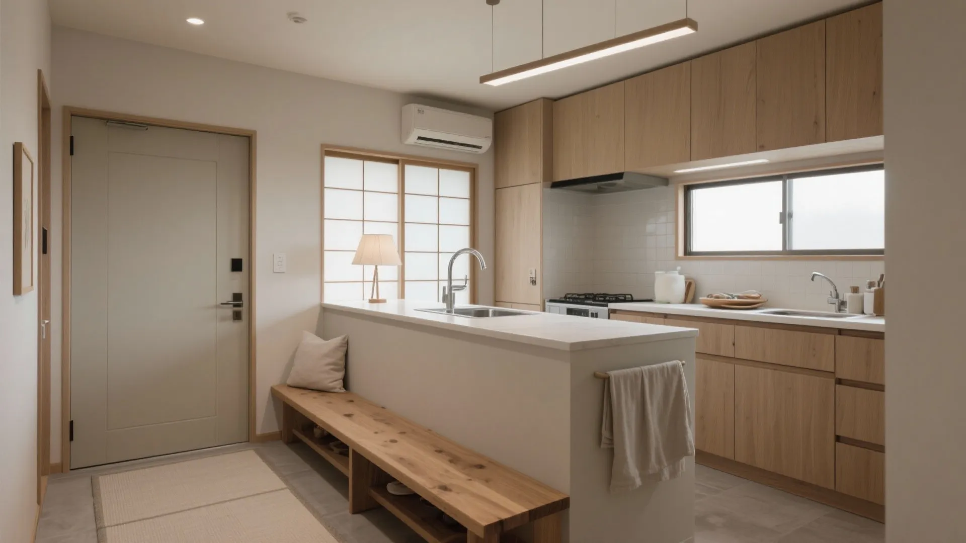 共有ゾーンの“幅”を決める：キッチン・洗面・玄関の動線計画（動線規模と日式風格）