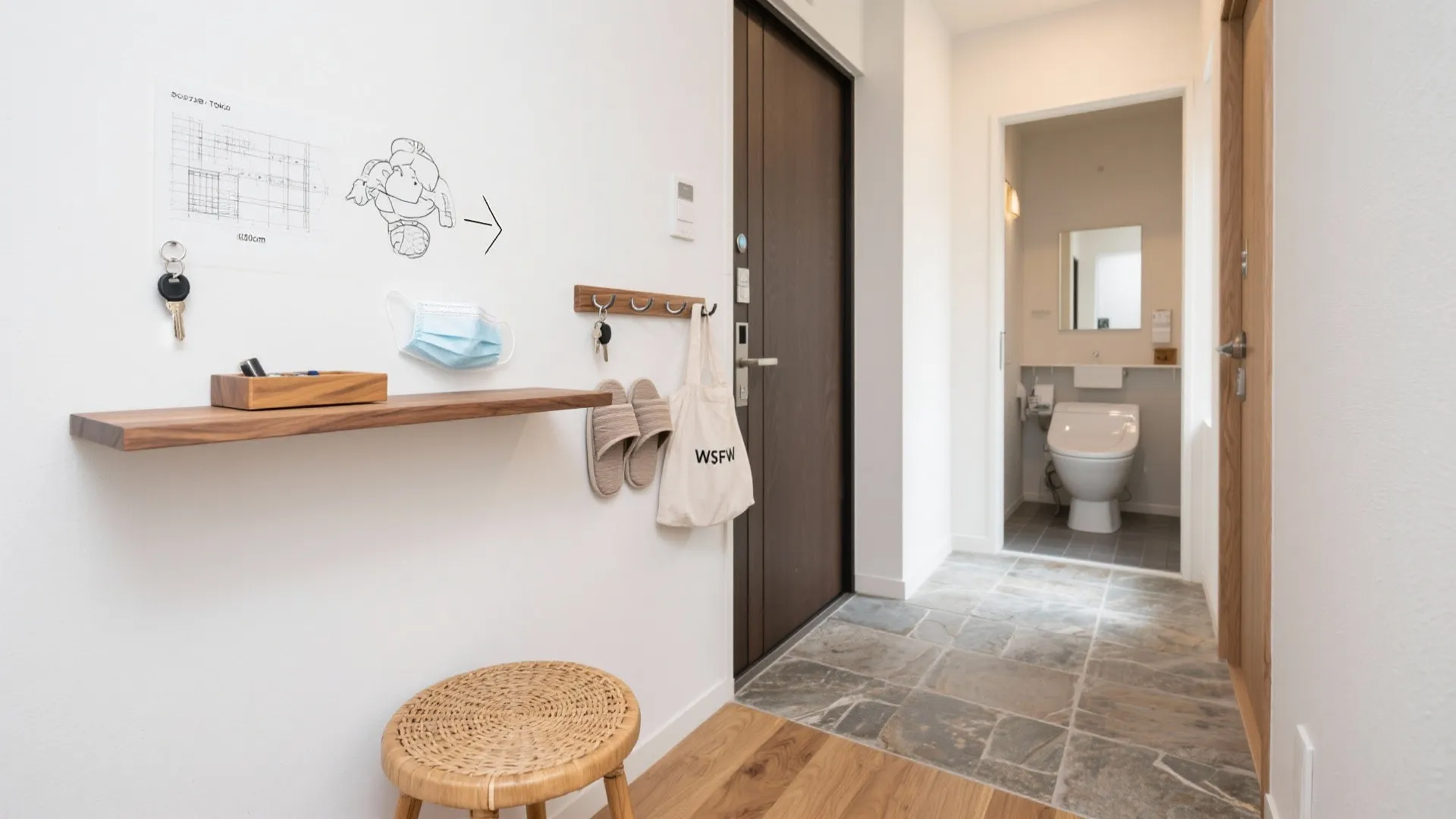 Tips 2: 玄関～洗面の“回遊”で朝の渋滞を解消（収納技巧）