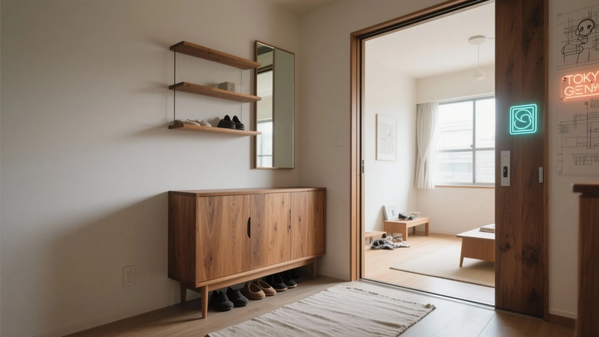 Tips 1: 玄関からの視線を整えると東京小戸型は広く見える