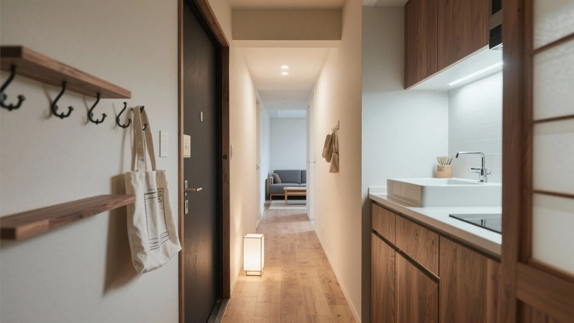 Tips 1: 玄関からの一直線動線で整える（動線規画×東京小戸型）