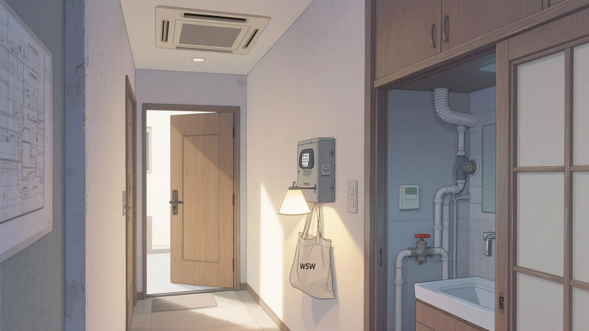 Tips 3: メーターボックスと点検口を開ける（収納技巧＋日式風格の隠す設計）