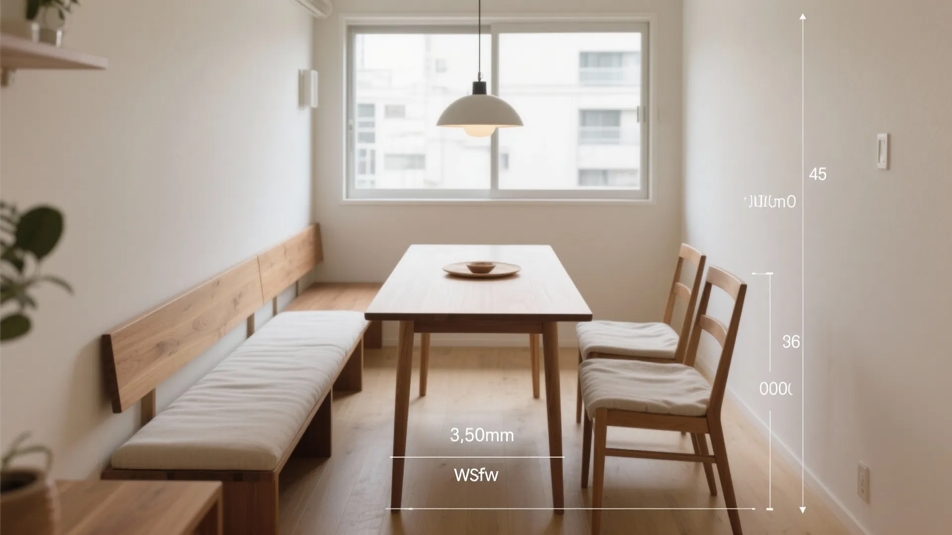 東京小戸型で生きる“幅”の基準：通路750mm、テーブル周り900mm（日式風格を保つ）