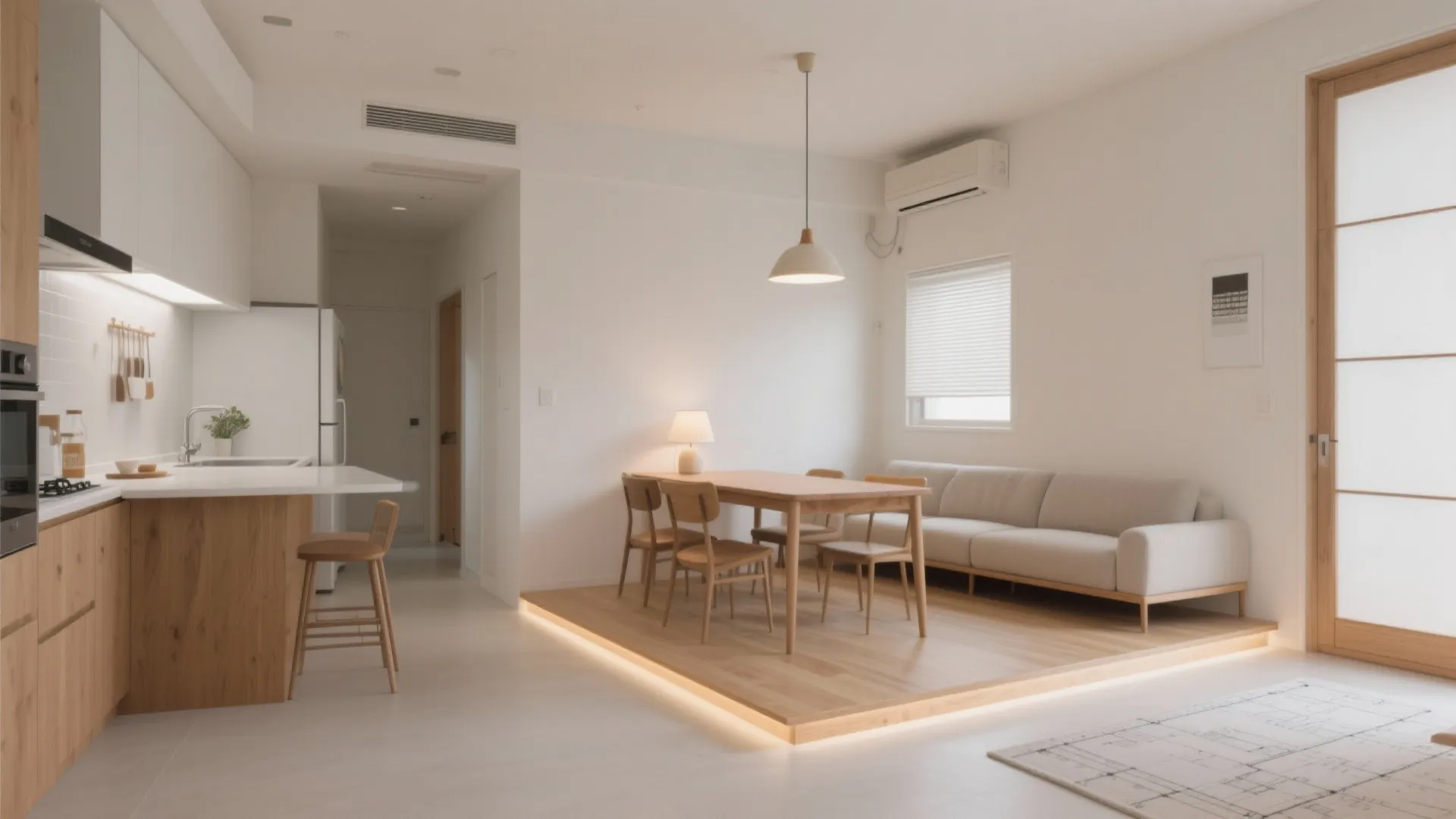 Tips 3: キッチン〜テーブル〜ソファの“三角動線”で配膳の渋滞をなくす（東京小戸型と動線規画）