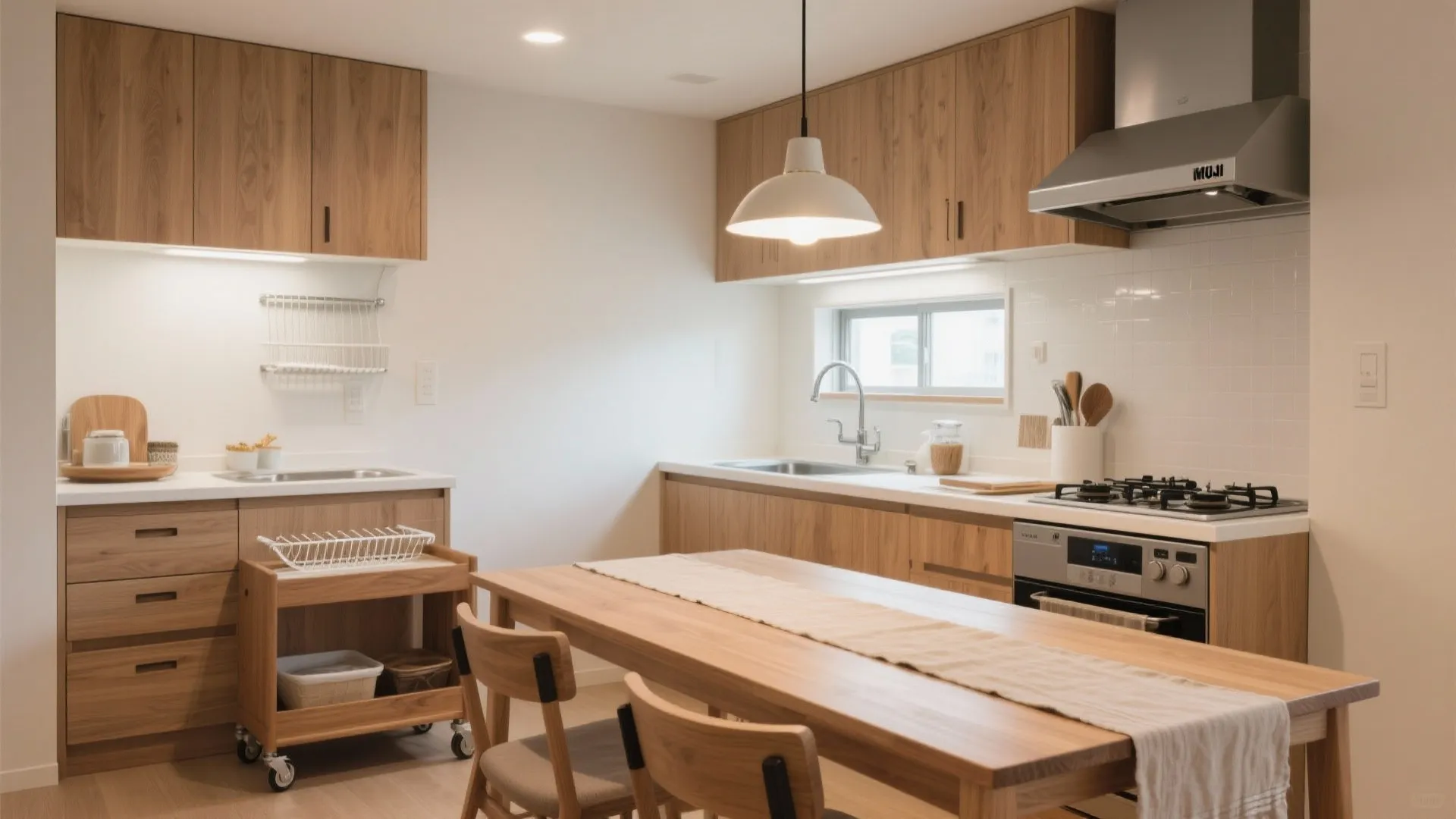 Tips 2: キッチンは調理ゾーン分離、食卓は共有—東京小户型でも家時間が重なる