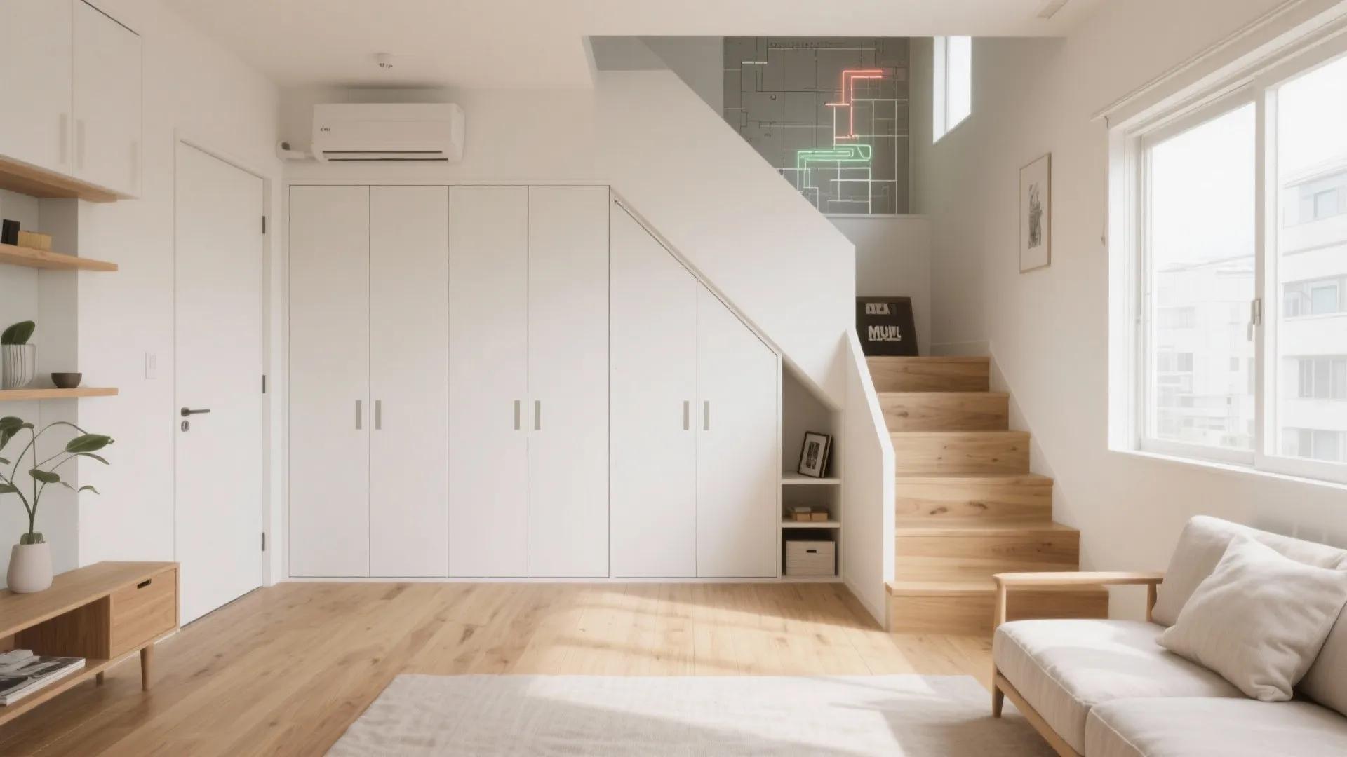 東京の小型メゾネットで効く収まり：階段下を“見せない収納”に