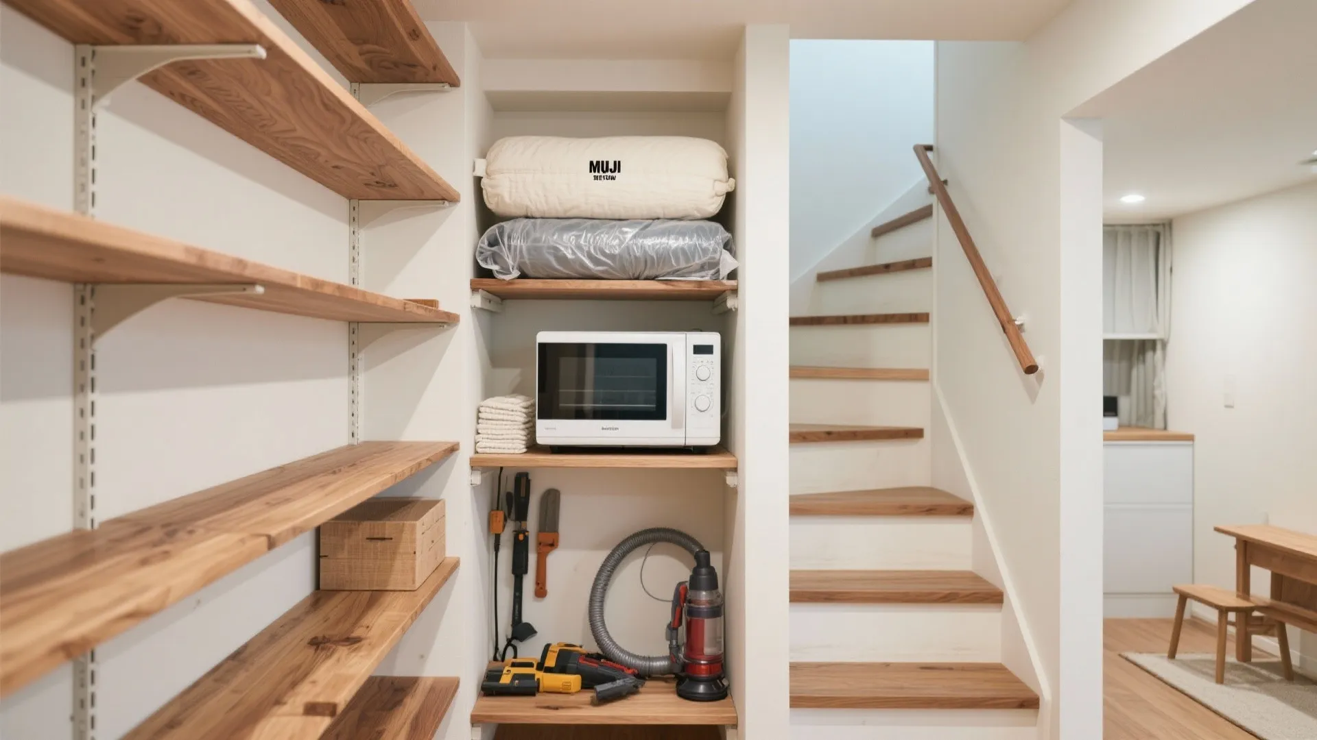 Tips 2: 階段下を“縦収納”に変換（東京小戸型 × 収納技巧）