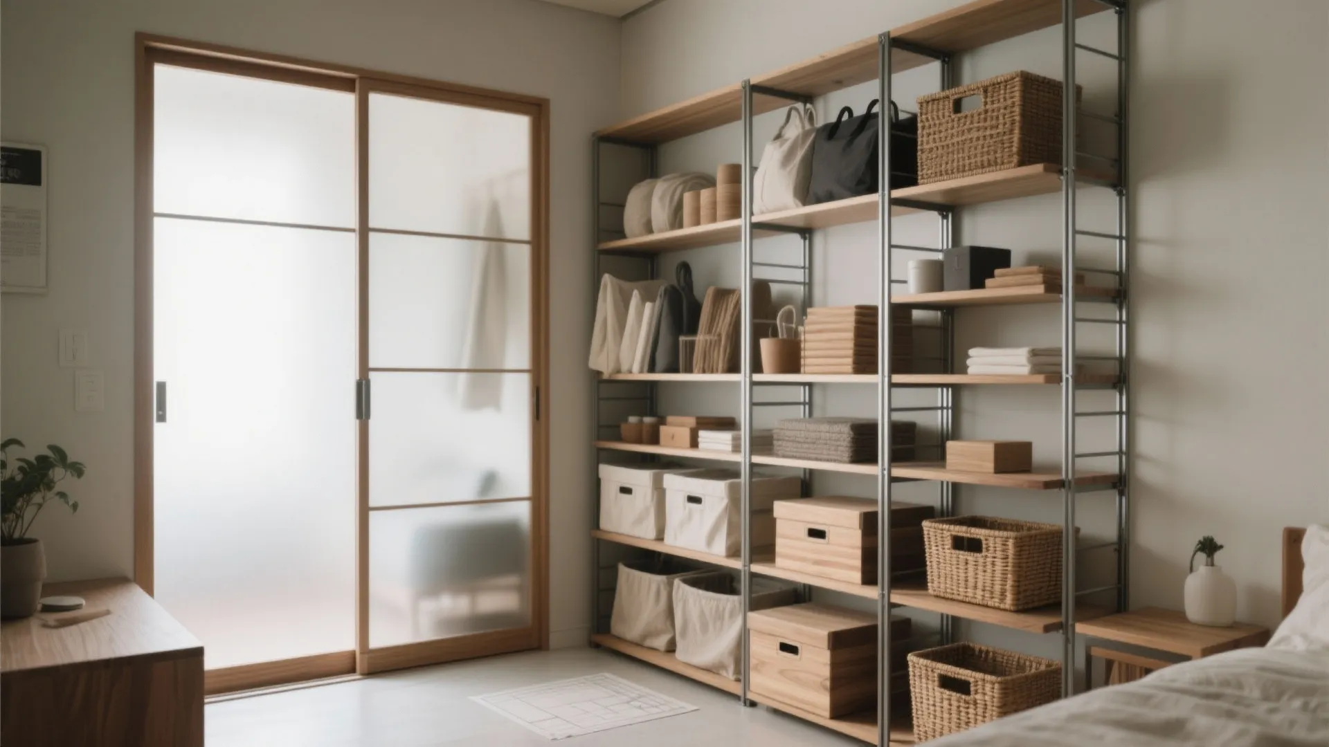 Tips 4: 壁一枚分の“垂直収納”でリビングをクリアに