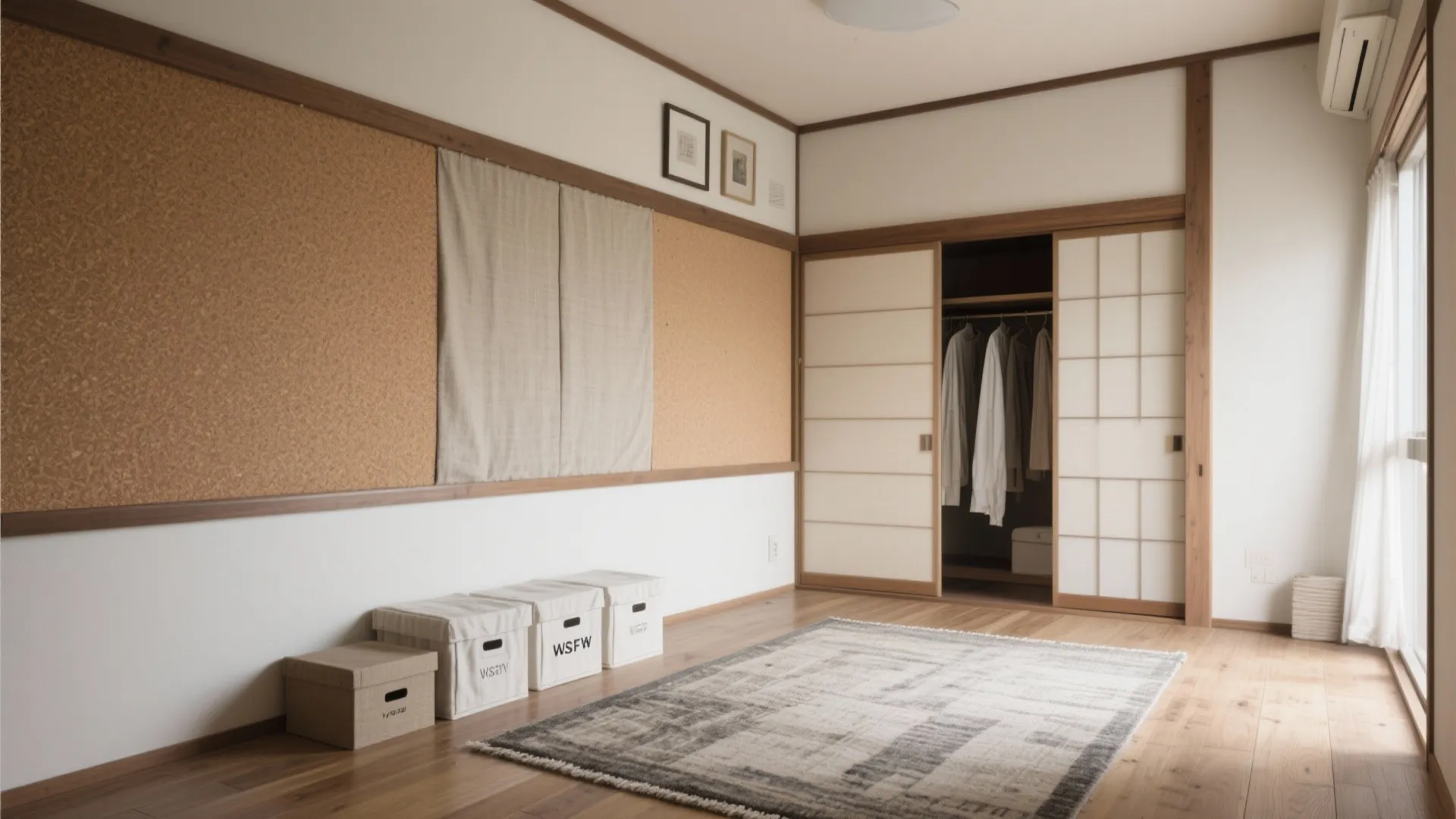 Tips 3: 壁面に“柔らかい層”を重ねる—布とコルクのハイブリッド（收納技巧／日本都市）