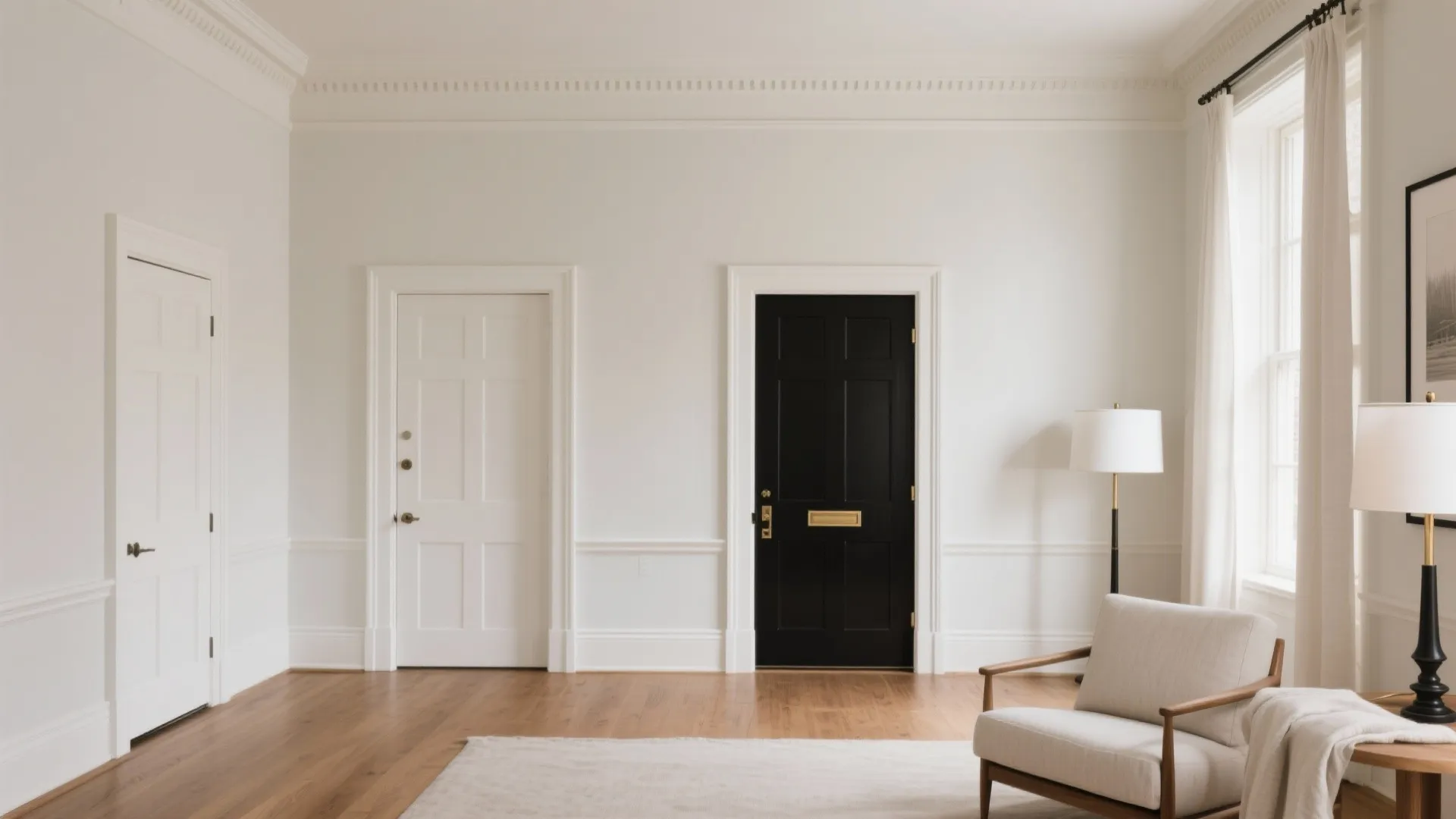 Tonal Layering: Off-White Walls + Crisp Trim